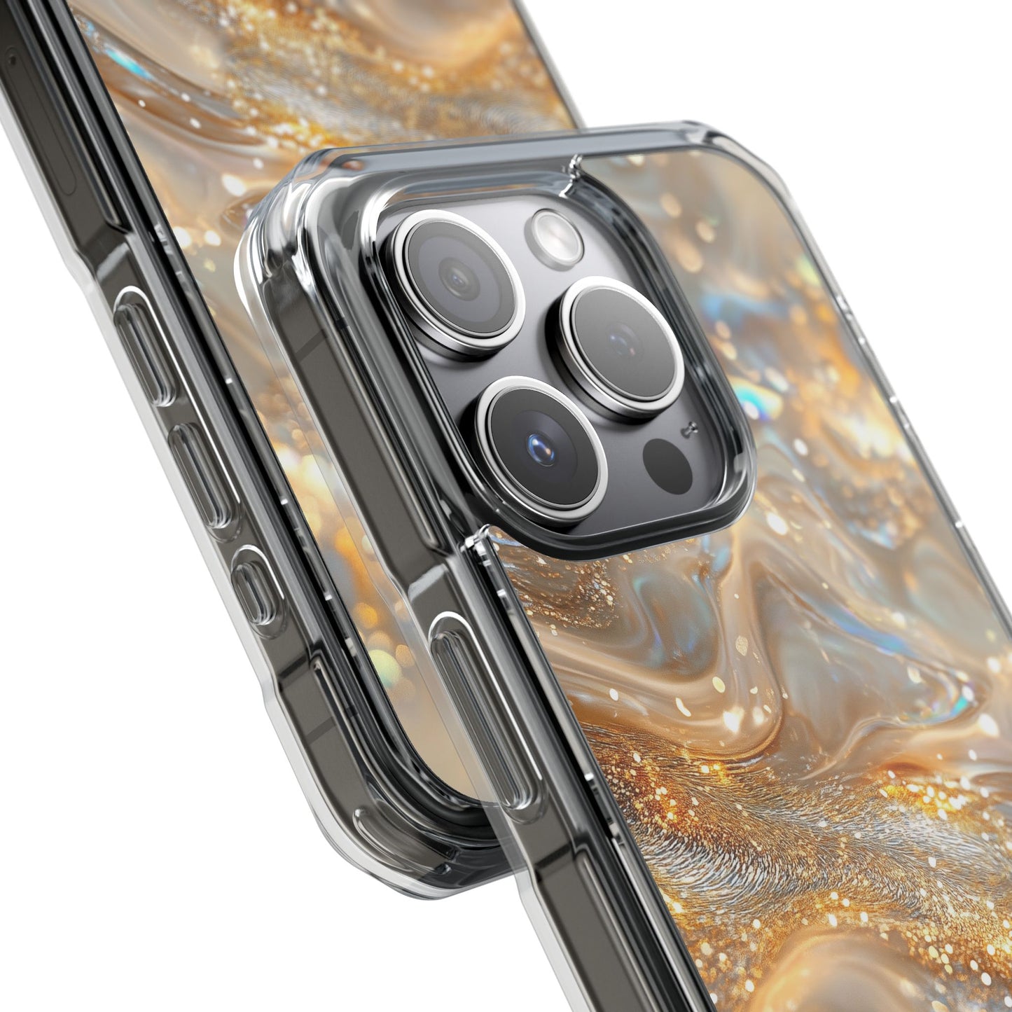 Celestial Gold Mist Magnetic Clear Impact iPhone Case
