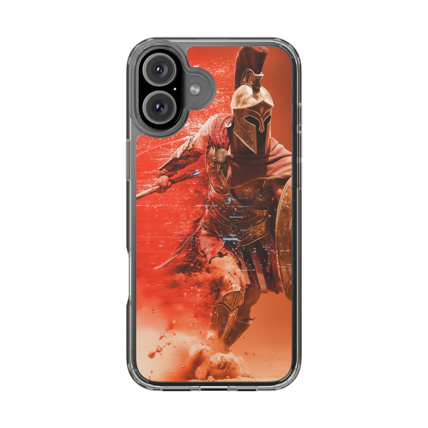 Spartan "Big Duster" Warrior Clear Phone Case - Unique Design for Protection & Style
