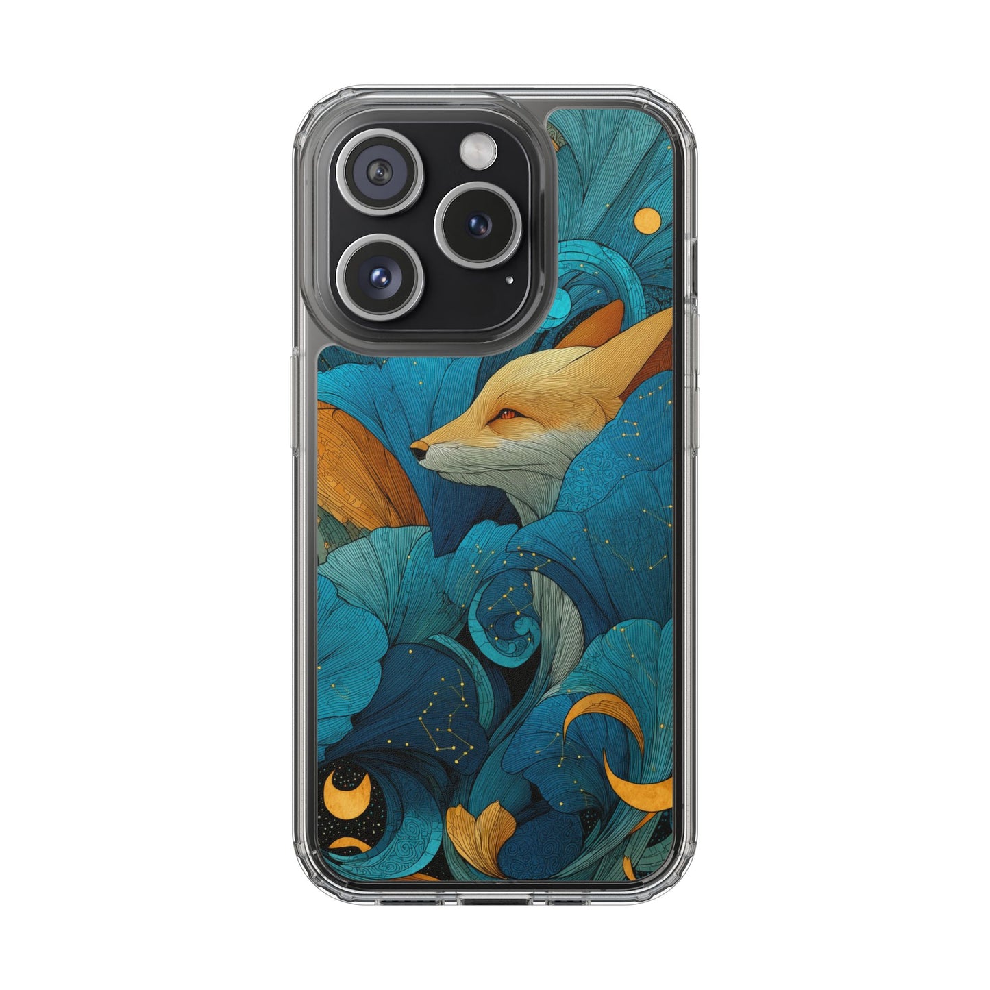Vibrant Fox Clear Phone Case - Boho Floral iPhone Cover Nature Inspired Gift
