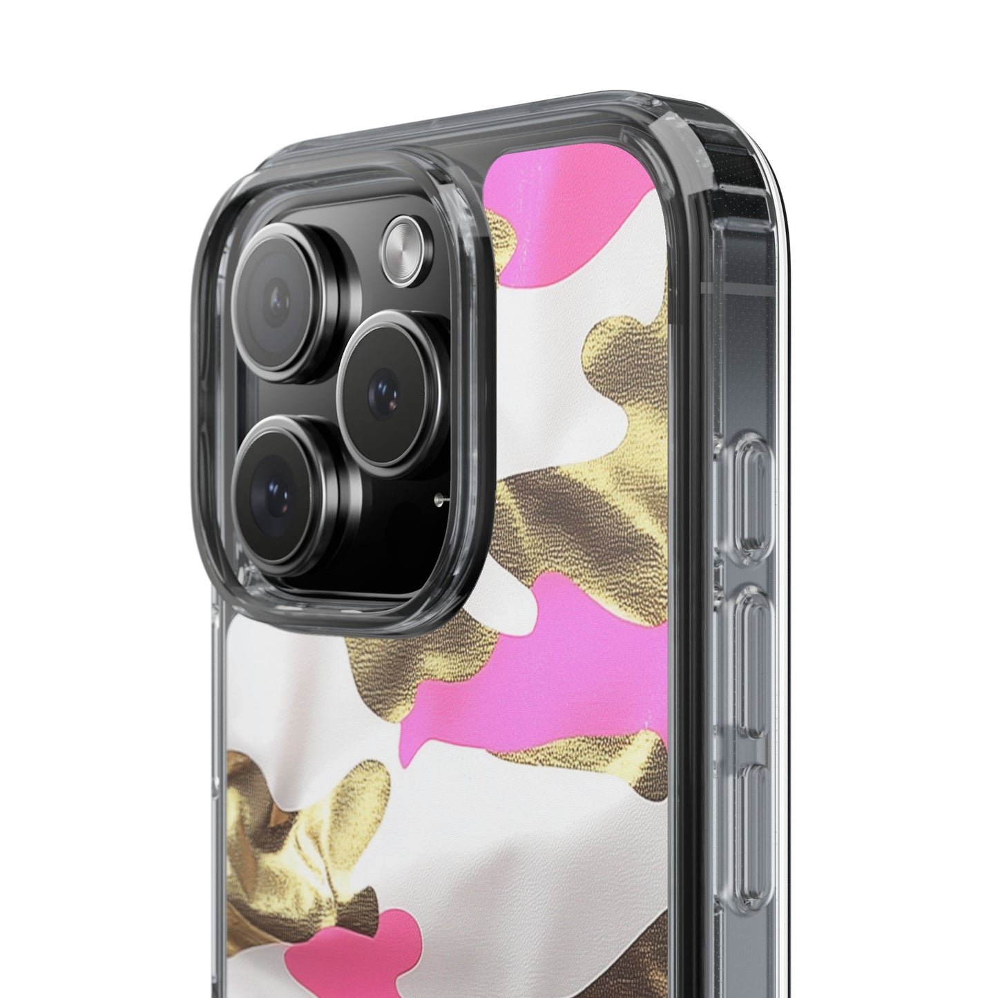 Gold and Pink Camo Phone Case – Stylish Clear Protective Design