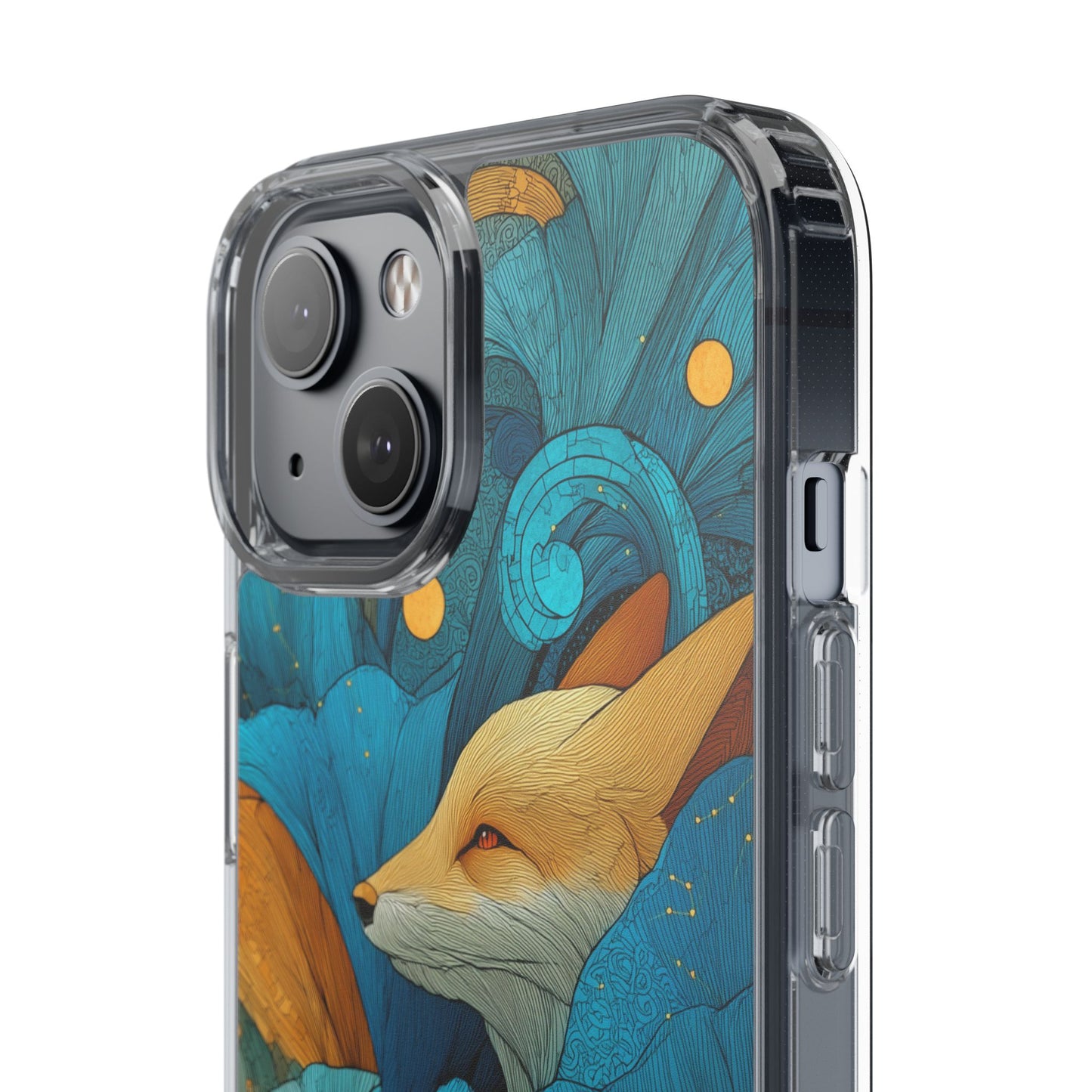 Vibrant Fox Clear Phone Case - Boho Floral iPhone Cover Nature Inspired Gift