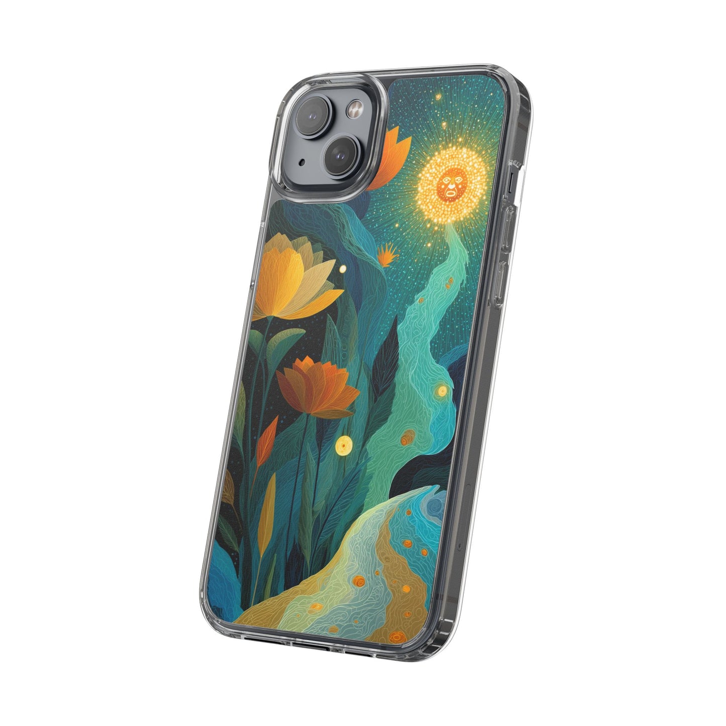 Deep Radiant Nature - Clear iPhone Case with Floral Design