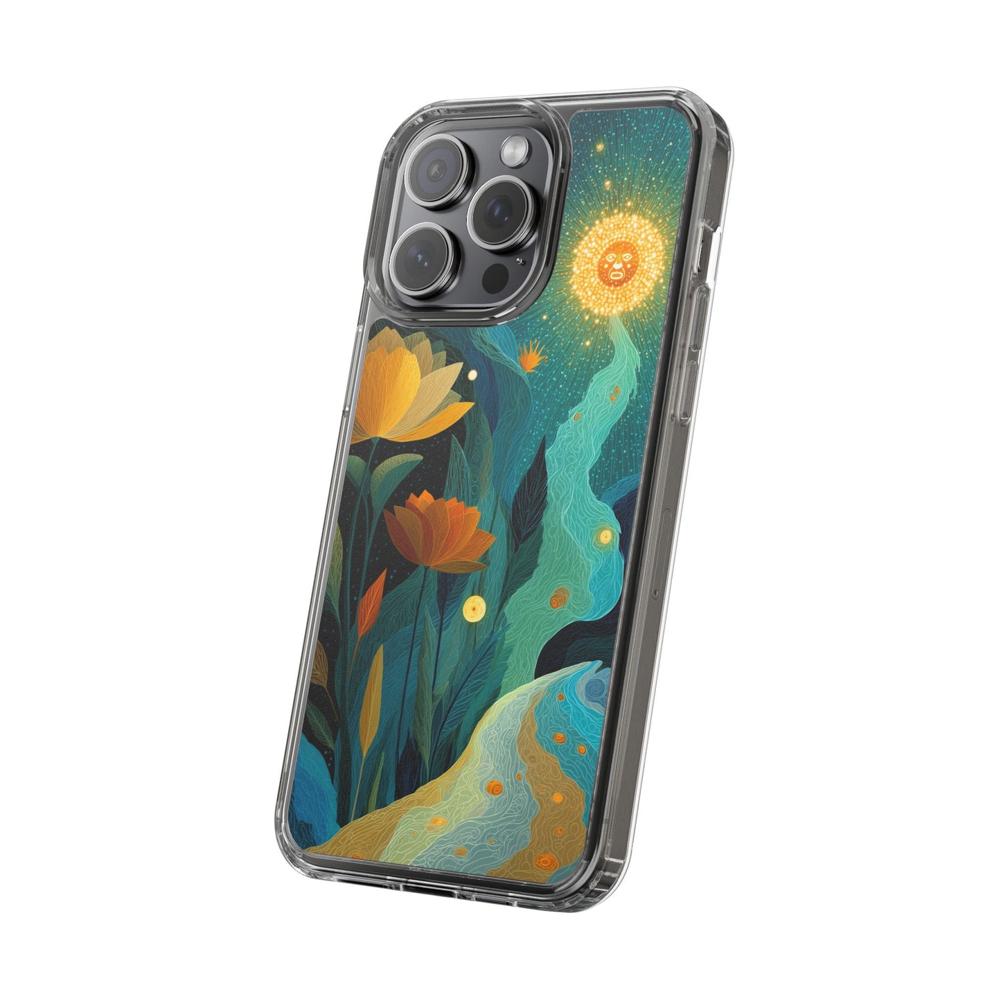 Deep Radiant Nature - Clear iPhone Case with Floral Design