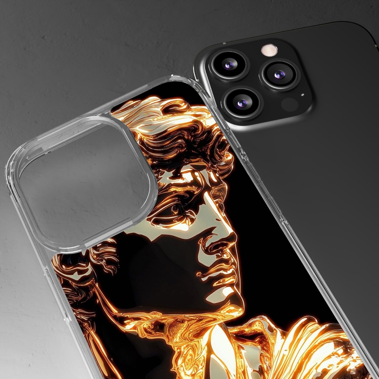 Gold David Sculpture Phone Case – Renaissance Inspired Luxury Art Design