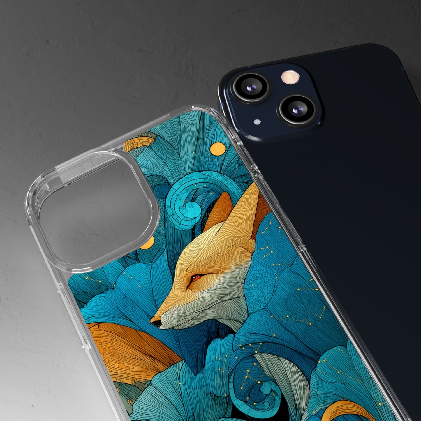 Vibrant Fox Clear Phone Case - Boho Floral iPhone Cover Nature Inspired Gift