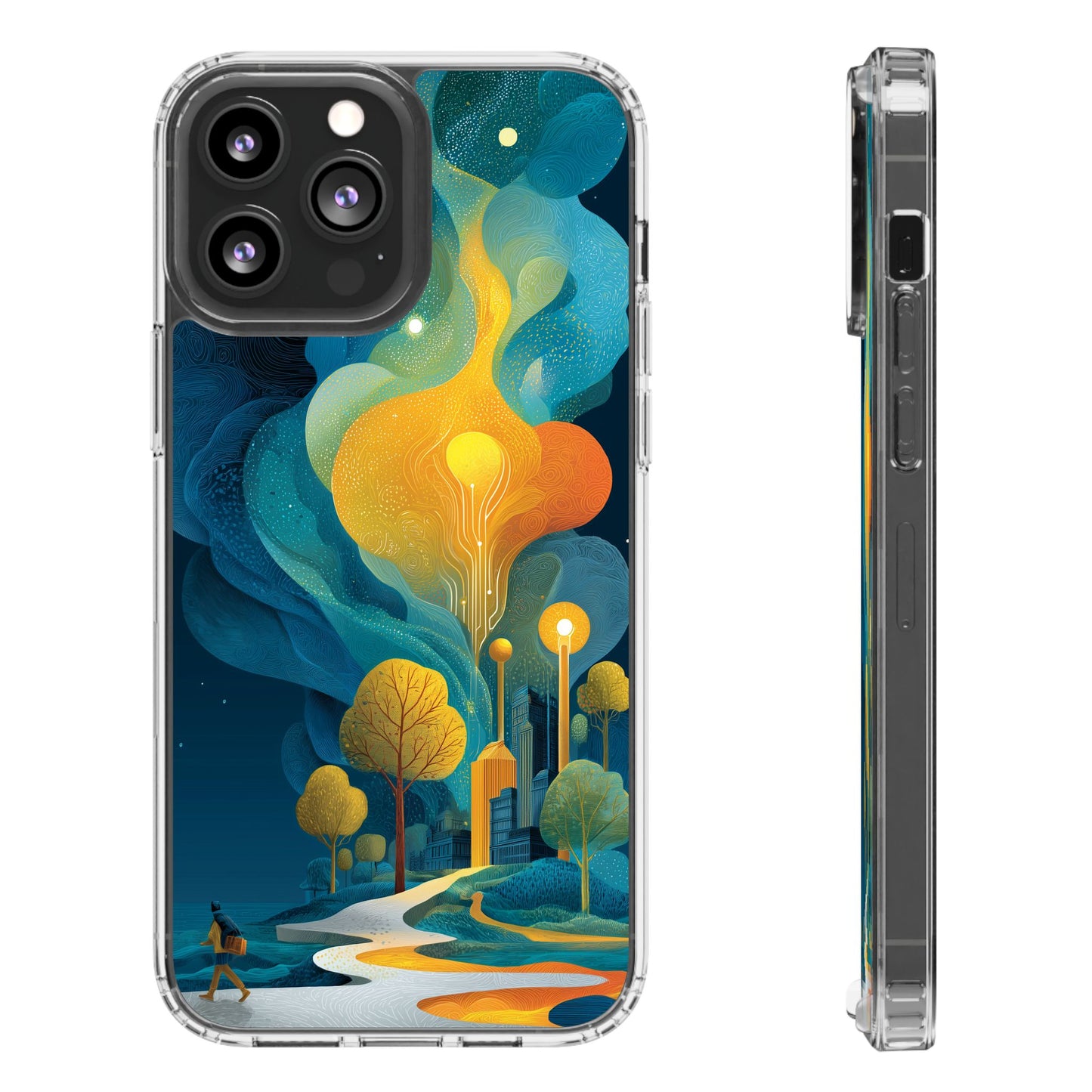 Electric City Forest Phone Case – Glowing Urban Jungle with Vibrant Nature Fusion