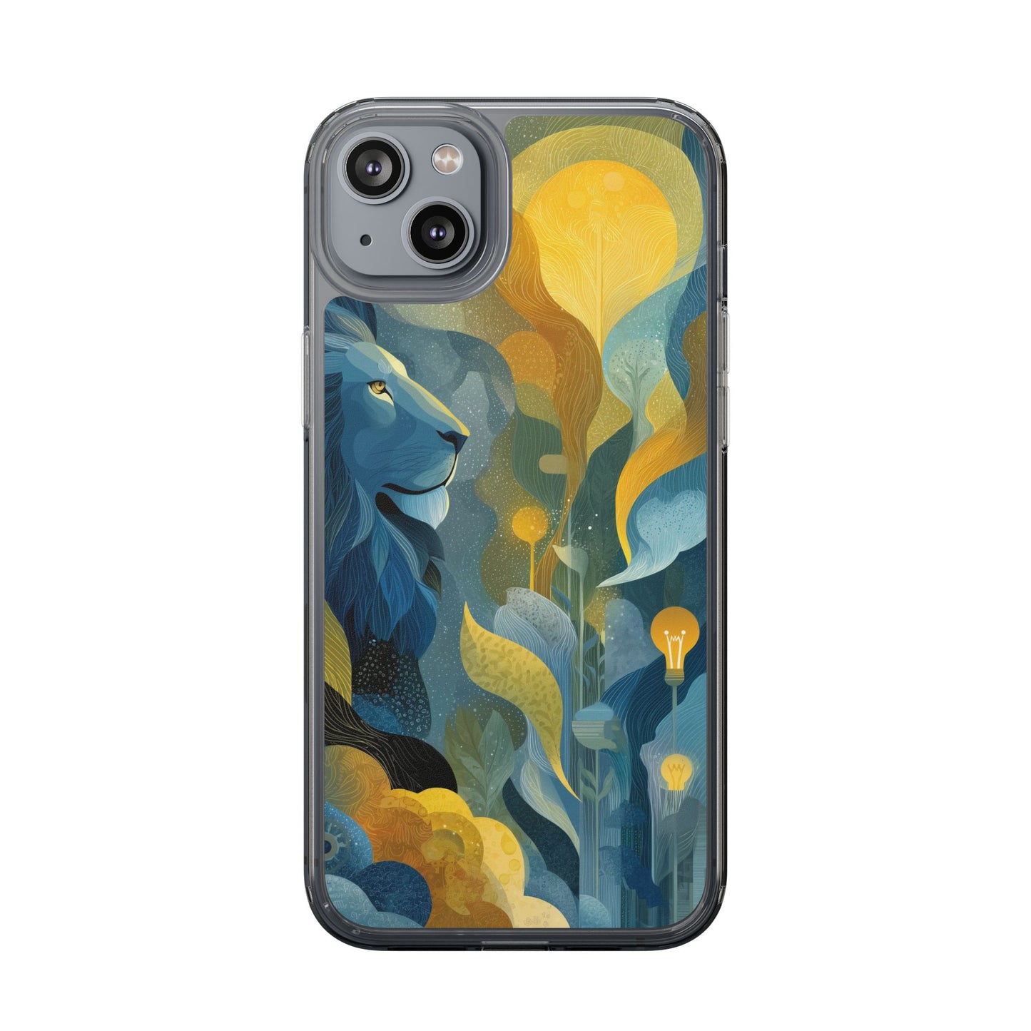 Artistic Lion Design Clear Phone Case | Nature-Inspired Protection for Animal Lovers
