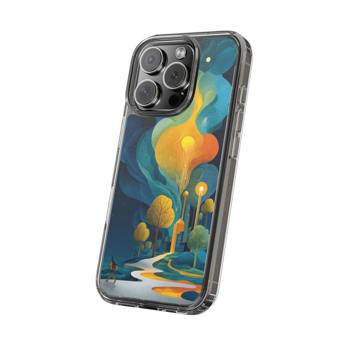 Electric City Forest Phone Case – Glowing Urban Jungle with Vibrant Nature Fusion