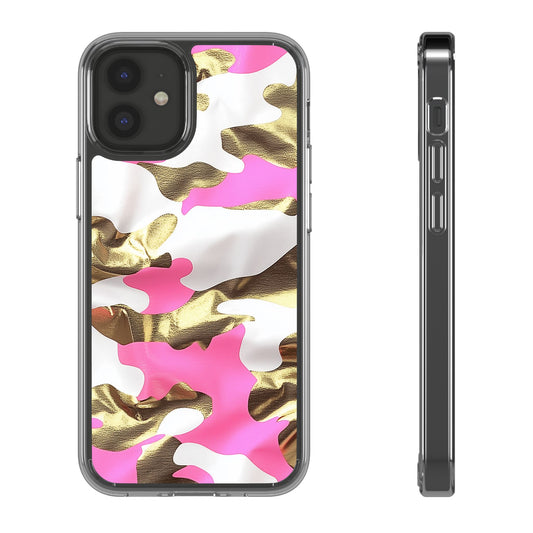 Gold and Pink Camo Phone Case – Stylish Clear Protective Design