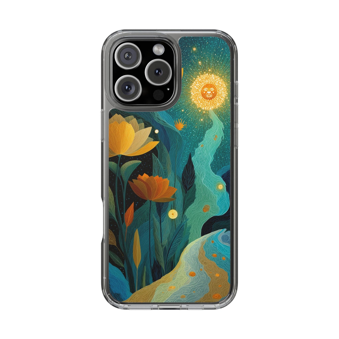 Deep Radiant Nature - Clear iPhone Case with Floral Design