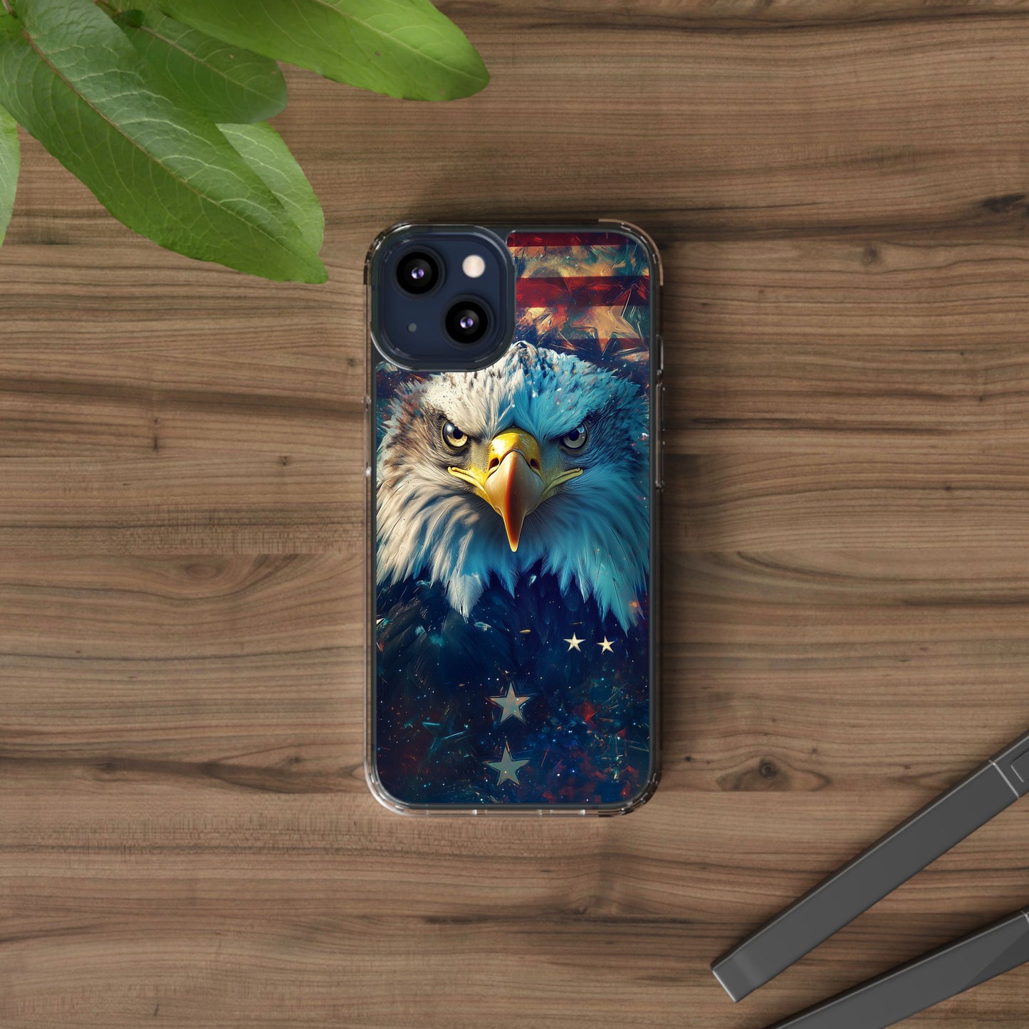 USA Eagle Design Clear Phone Case - Patriotic and Stylish
