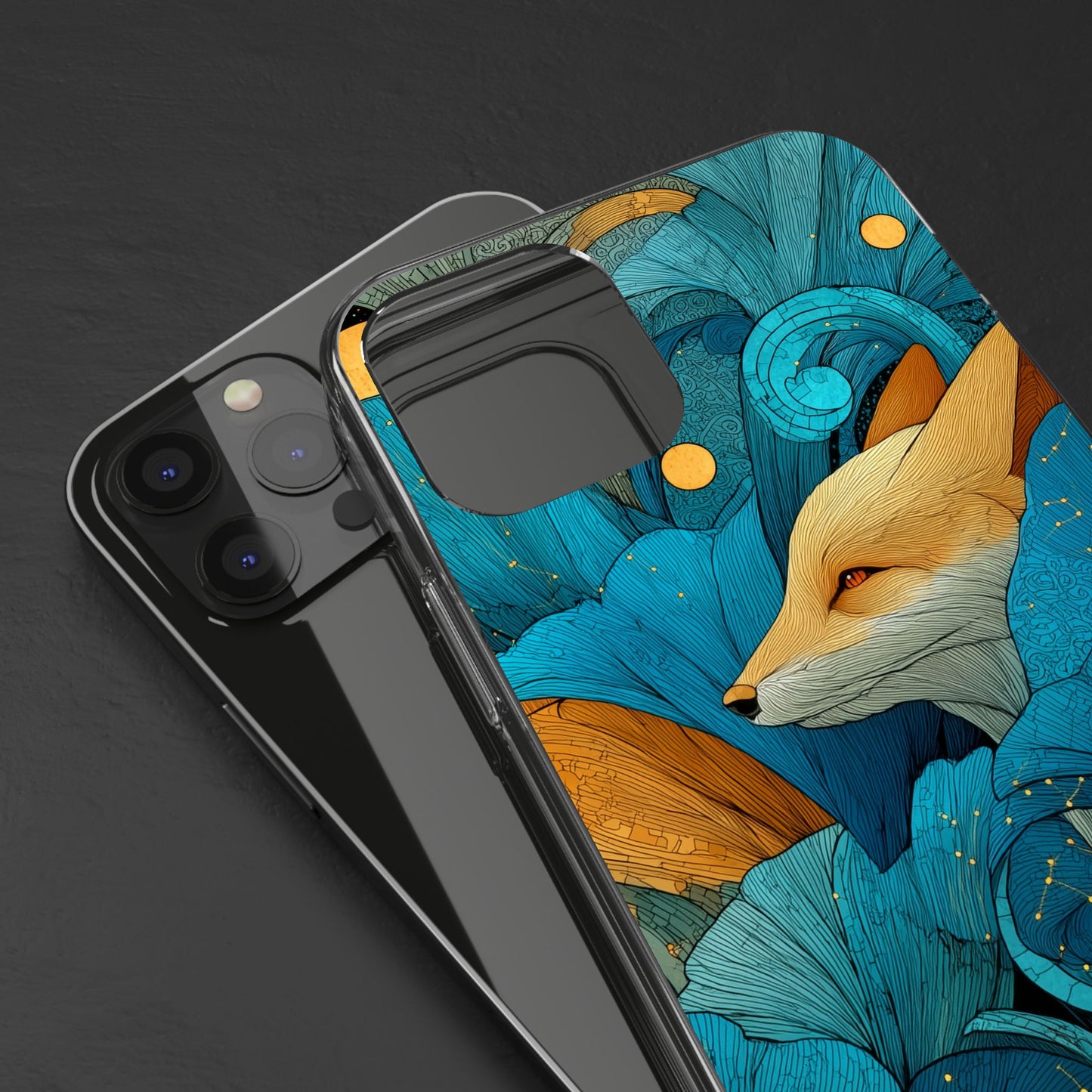 Vibrant Fox Clear Phone Case - Boho Floral iPhone Cover Nature Inspired Gift