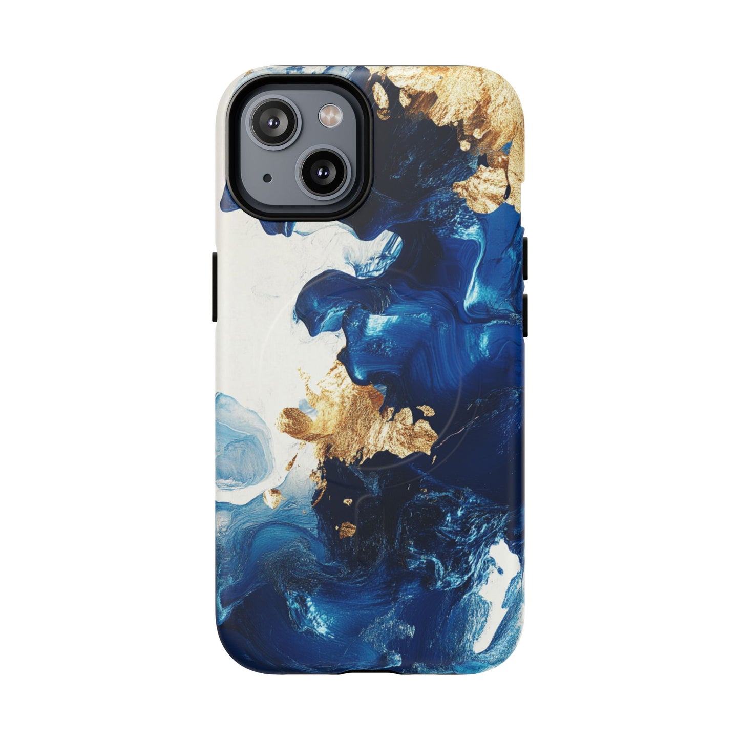 Stylish Tough Magnetic Phone Case – Durable & Chic Golden Blue Design for Smartphone Protection