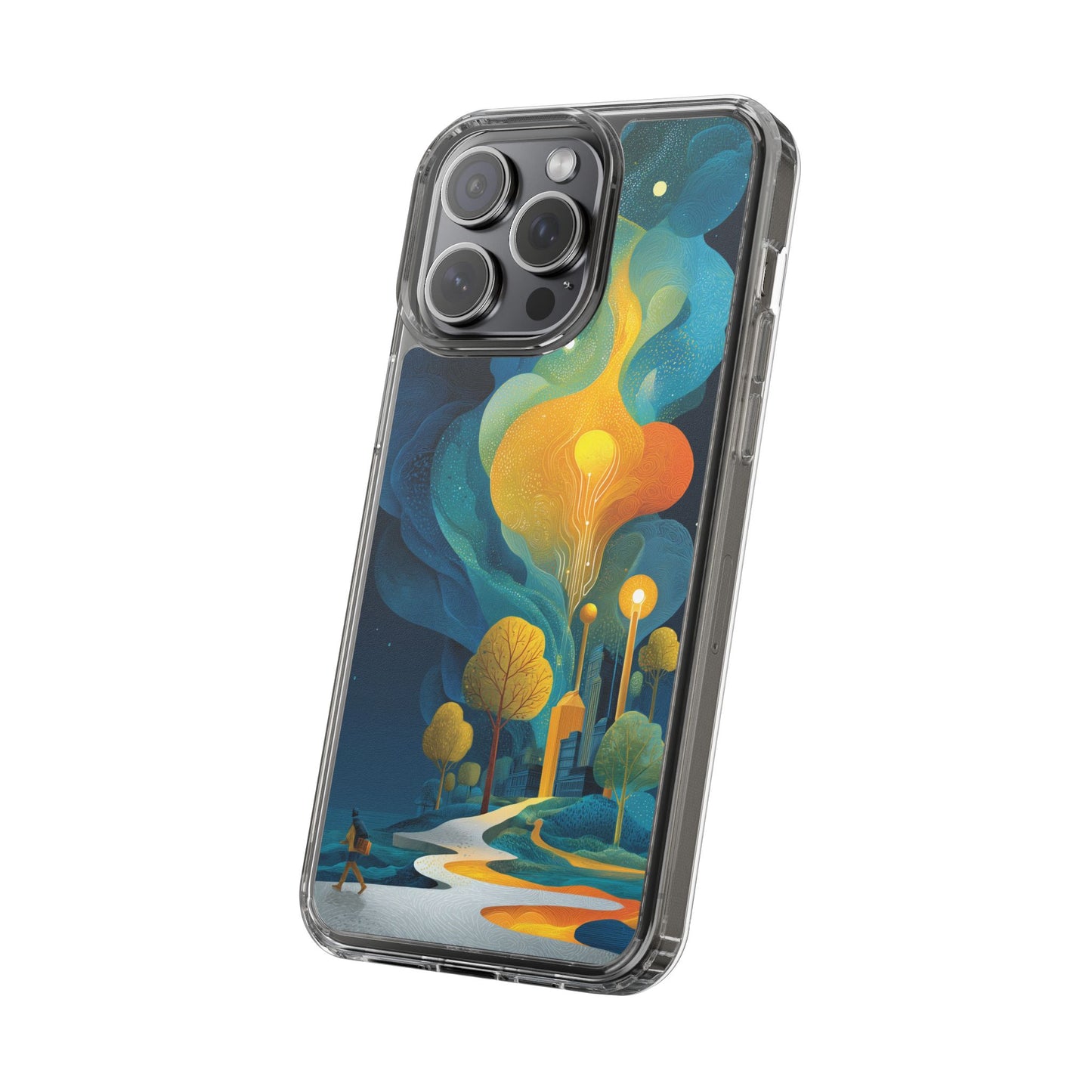 Electric City Forest Phone Case – Glowing Urban Jungle with Vibrant Nature Fusion