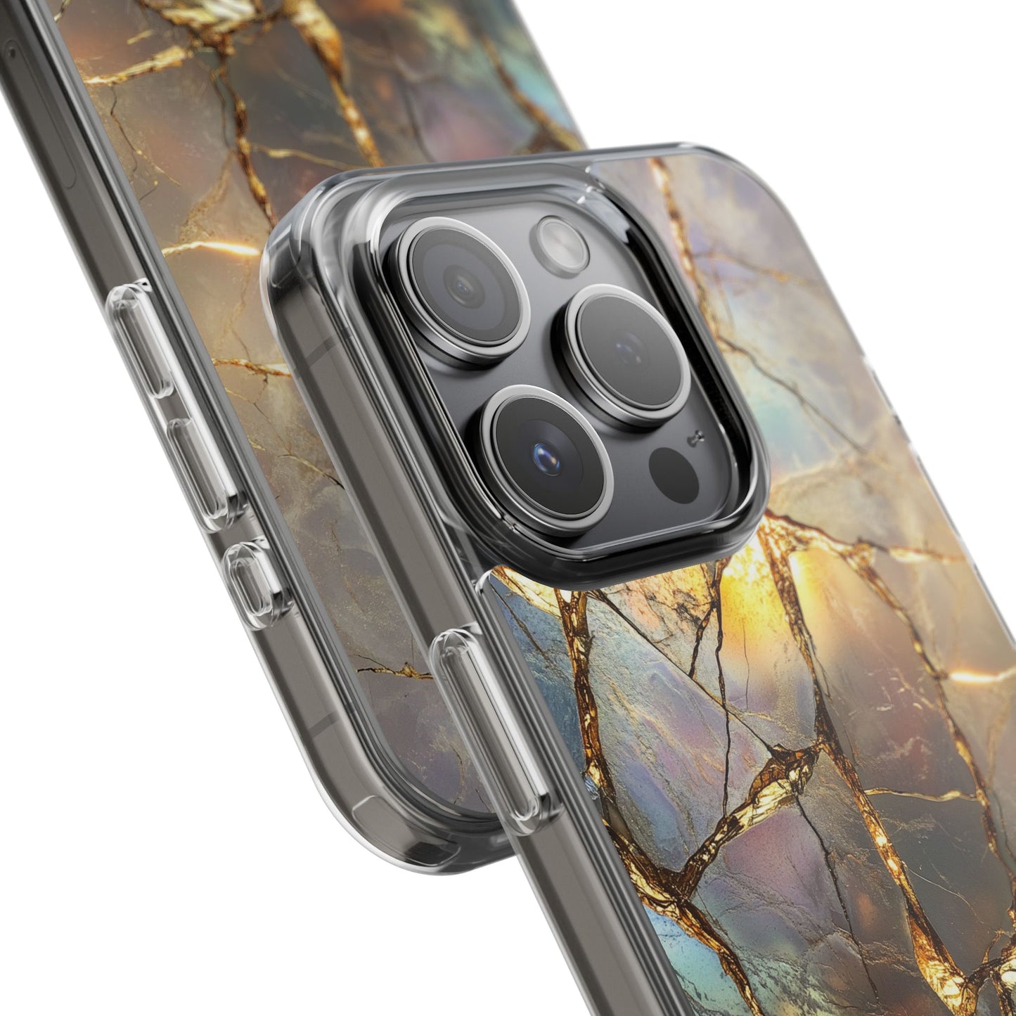 Iridescent Gold Marble Clear iPhone Case