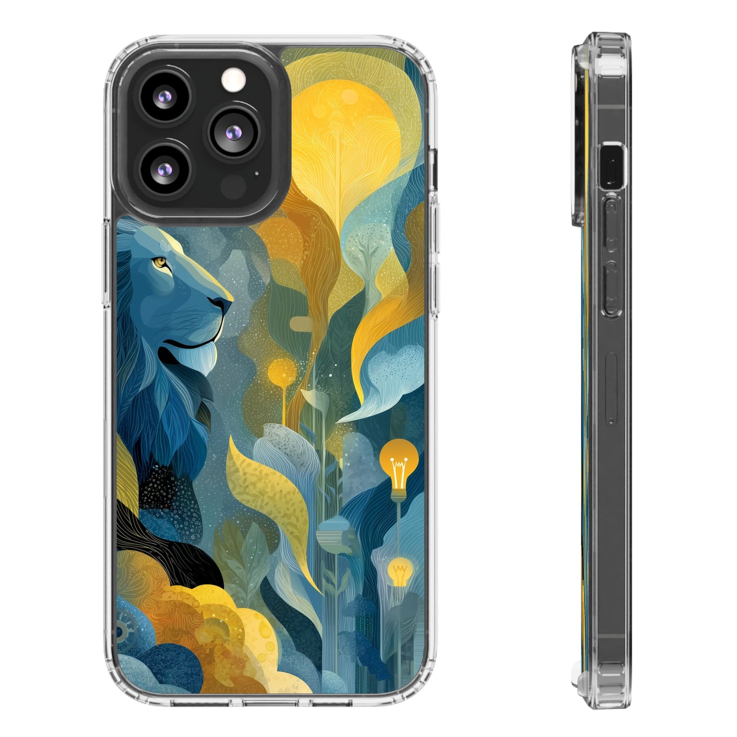 Artistic Lion Design Clear Phone Case | Nature-Inspired Protection for Animal Lovers