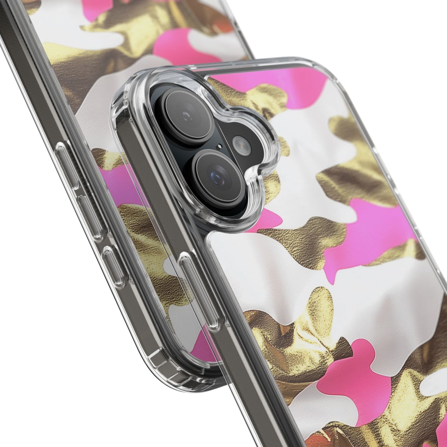 Gold and Pink Camo Phone Case – Stylish Clear Protective Design