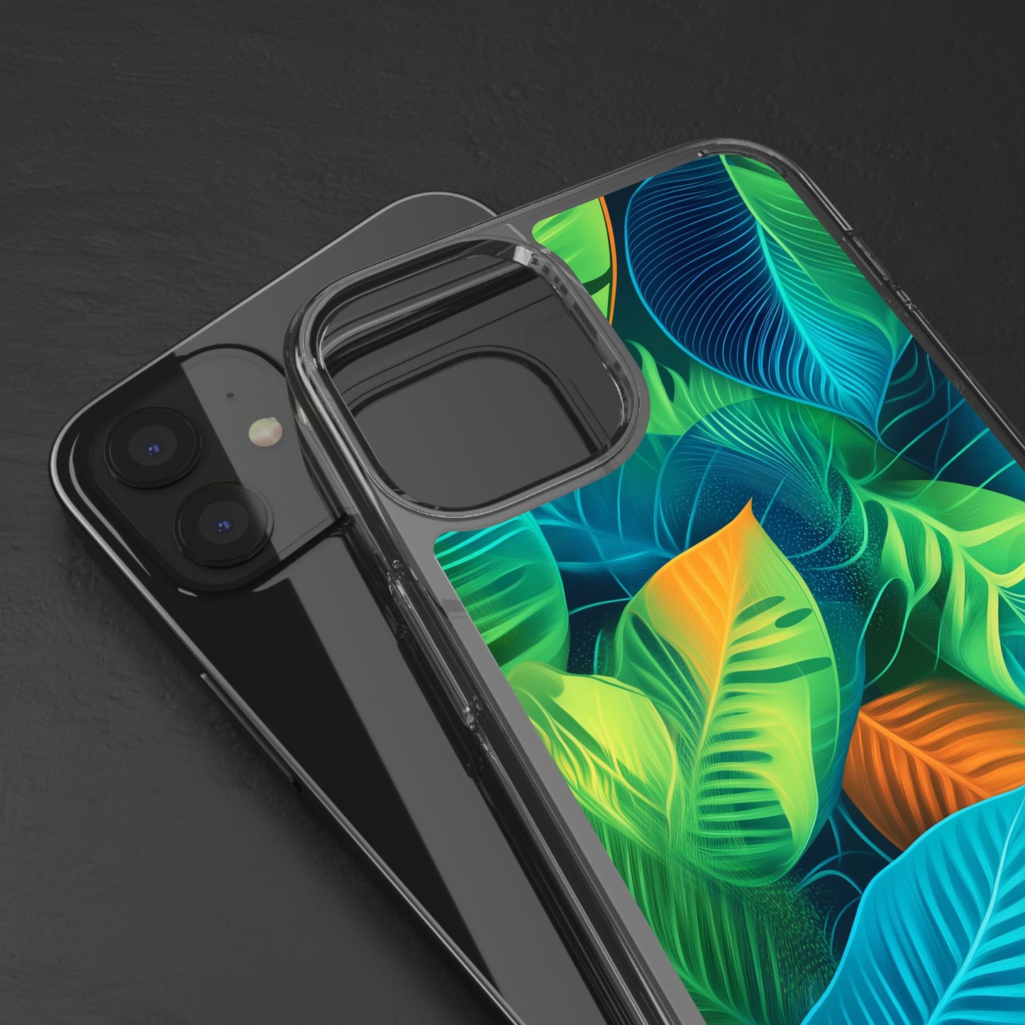 Tropical Leaf Clear iPhone Case – Vibrant Botanical Design for Nature Lovers
