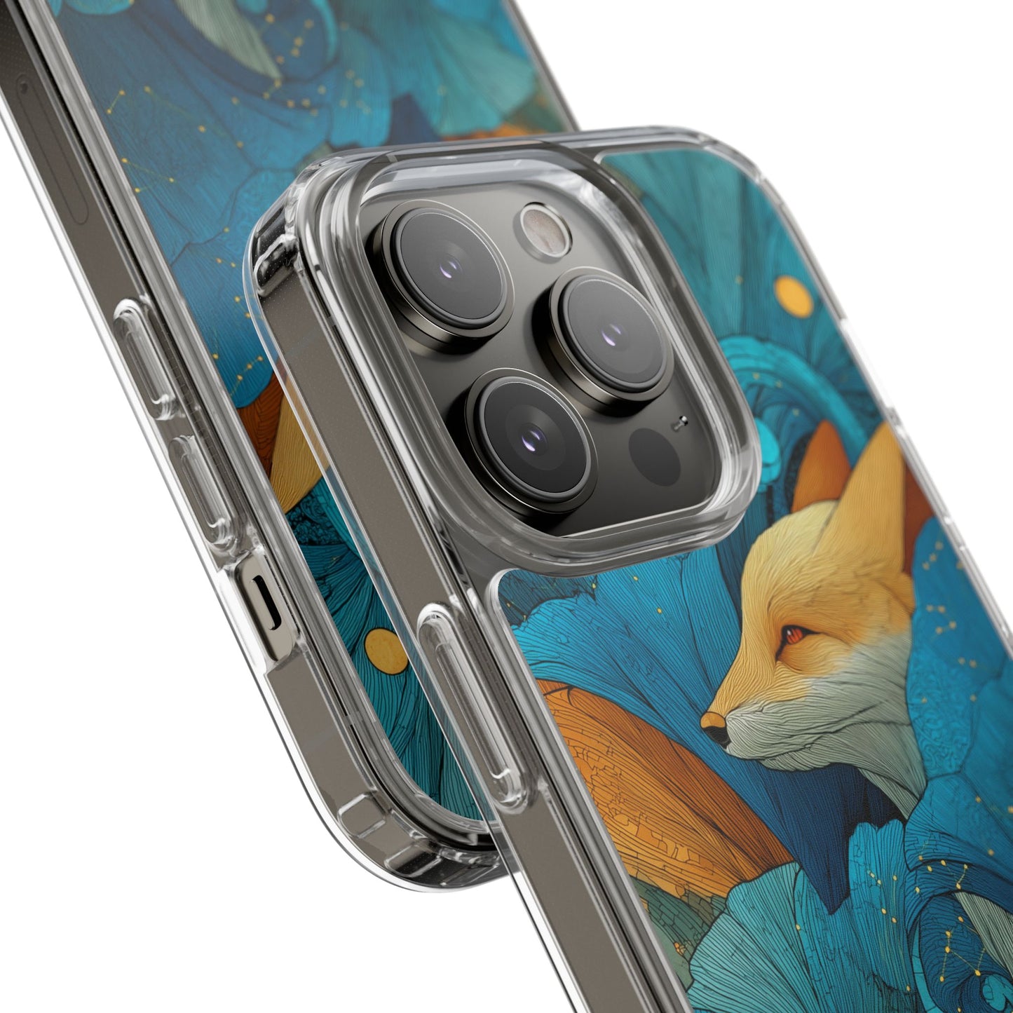 Vibrant Fox Clear Phone Case - Boho Floral iPhone Cover Nature Inspired Gift