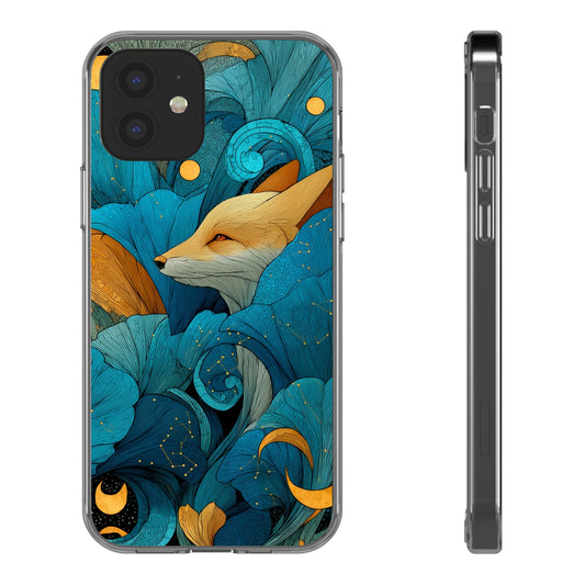 Vibrant Fox Clear Phone Case - Boho Floral iPhone Cover Nature Inspired Gift
