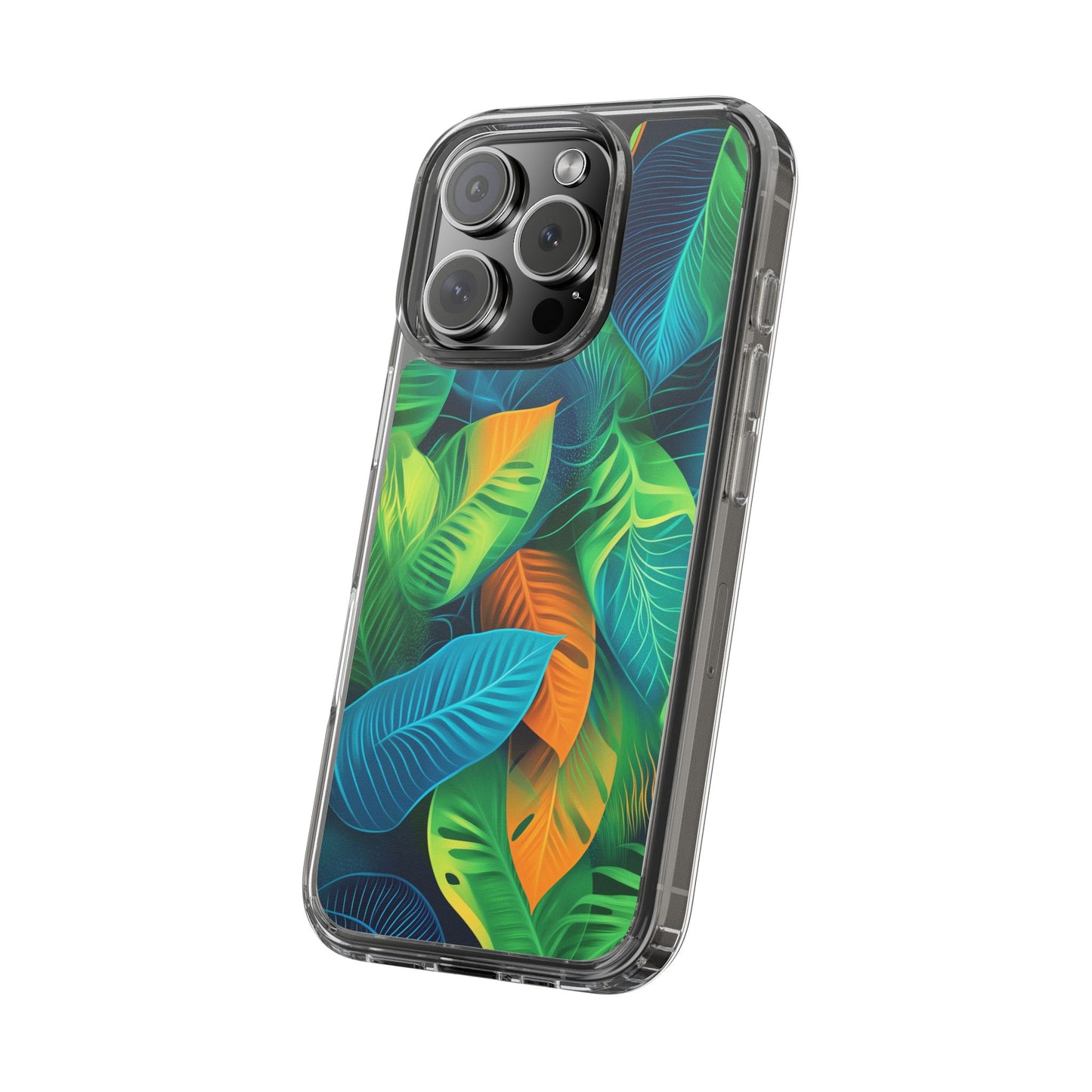 Tropical Leaf Clear iPhone Case – Vibrant Botanical Design for Nature Lovers