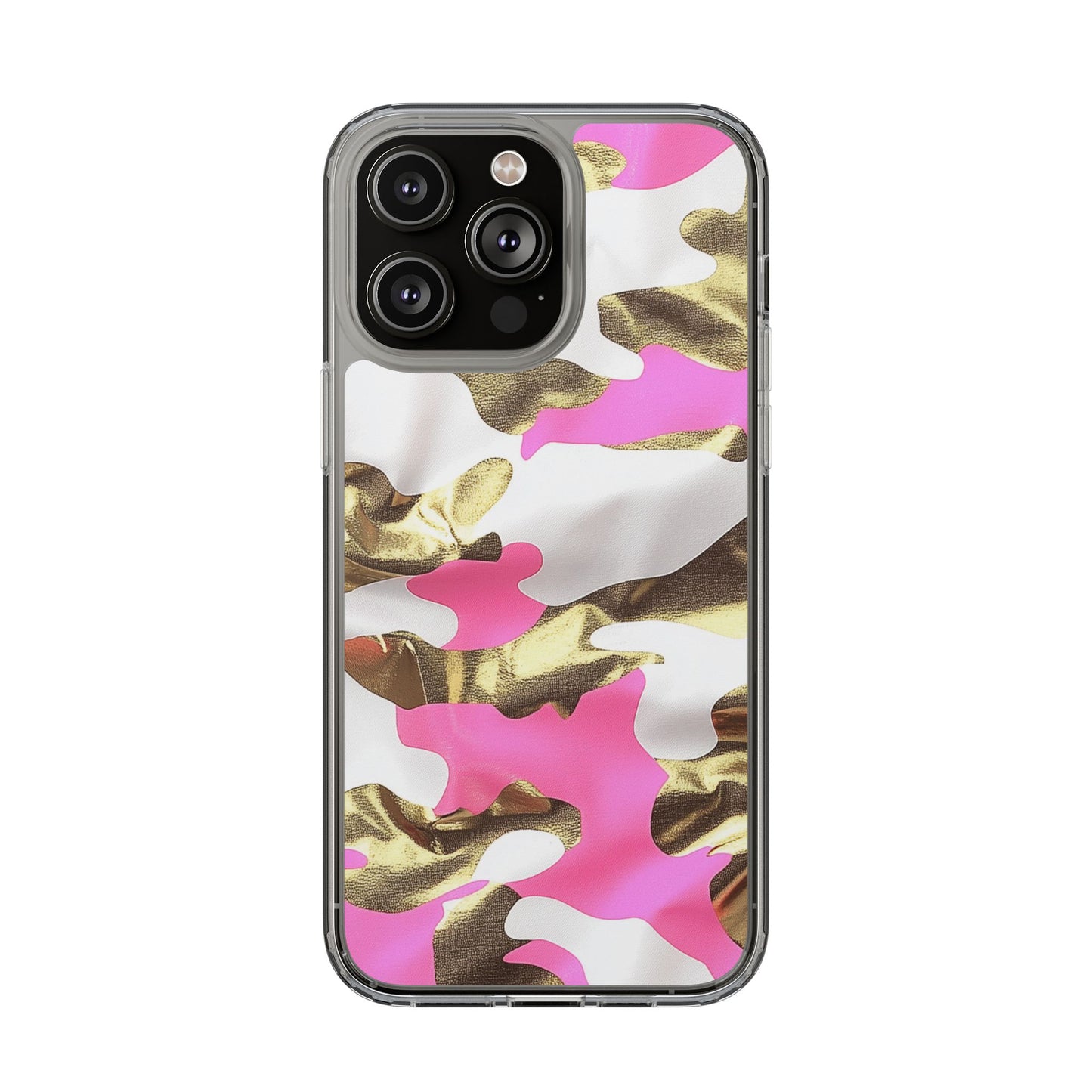 Gold and Pink Camo Phone Case – Stylish Clear Protective Design