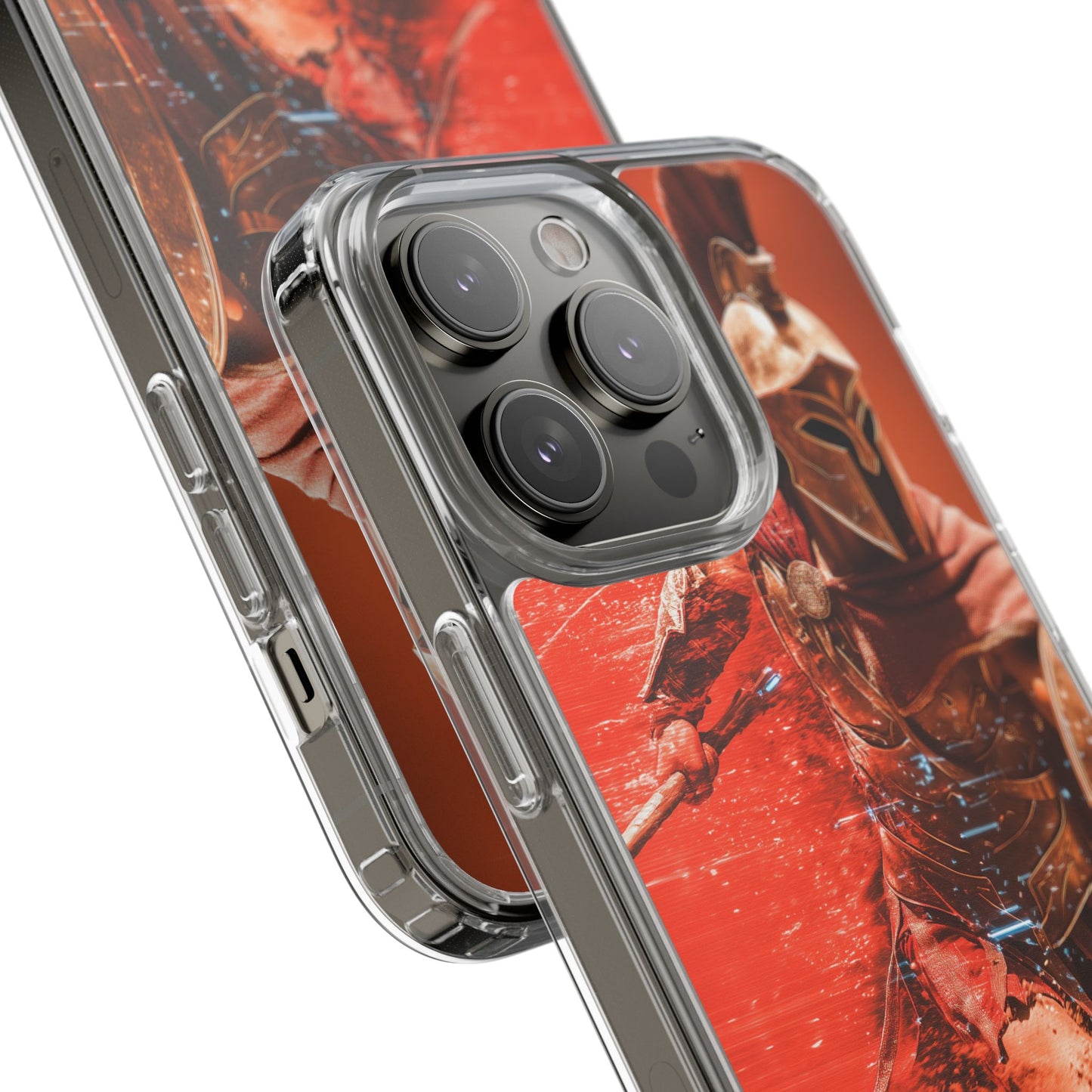 Spartan "Big Duster" Warrior Clear Phone Case - Unique Design for Protection & Style