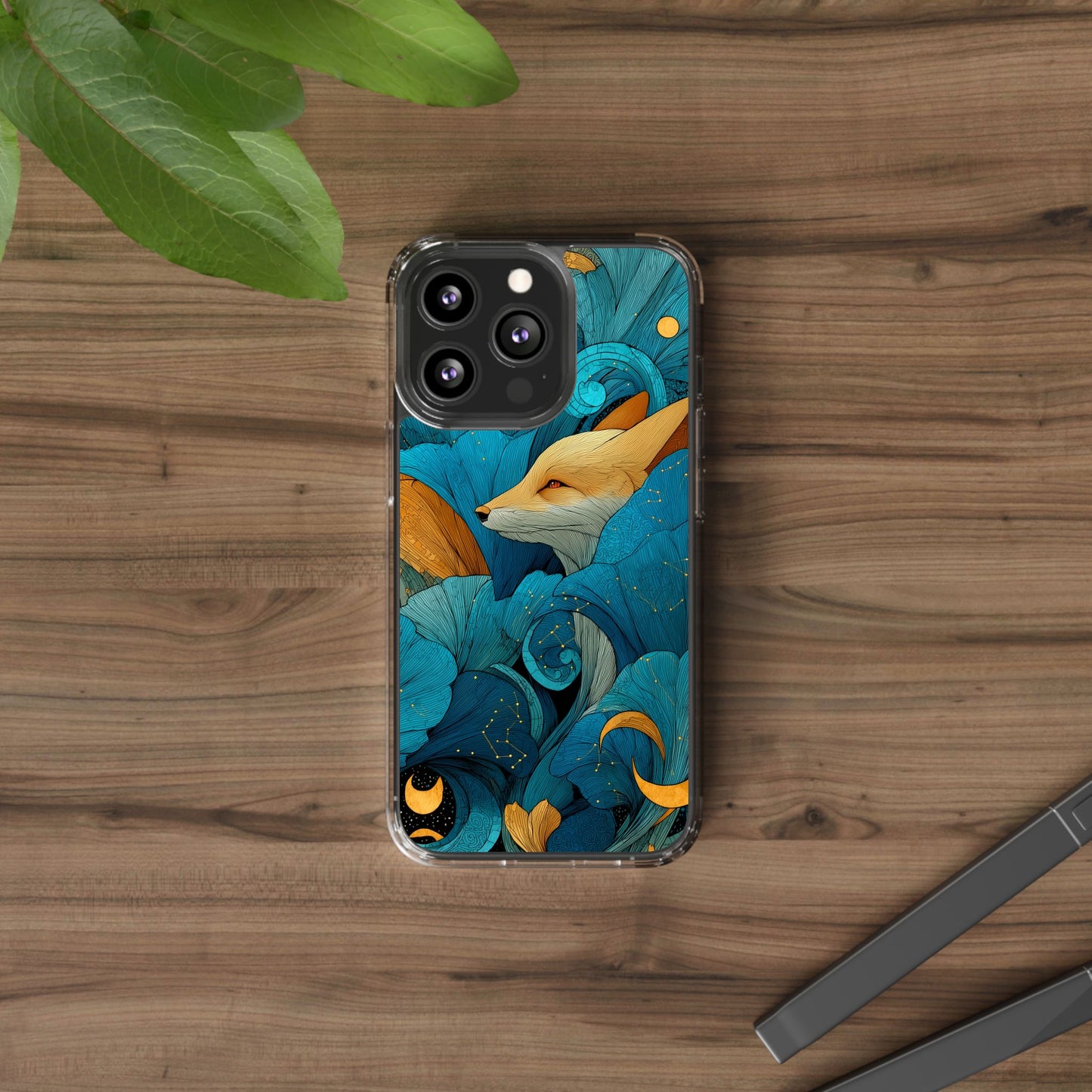 Vibrant Fox Clear Phone Case - Boho Floral iPhone Cover Nature Inspired Gift