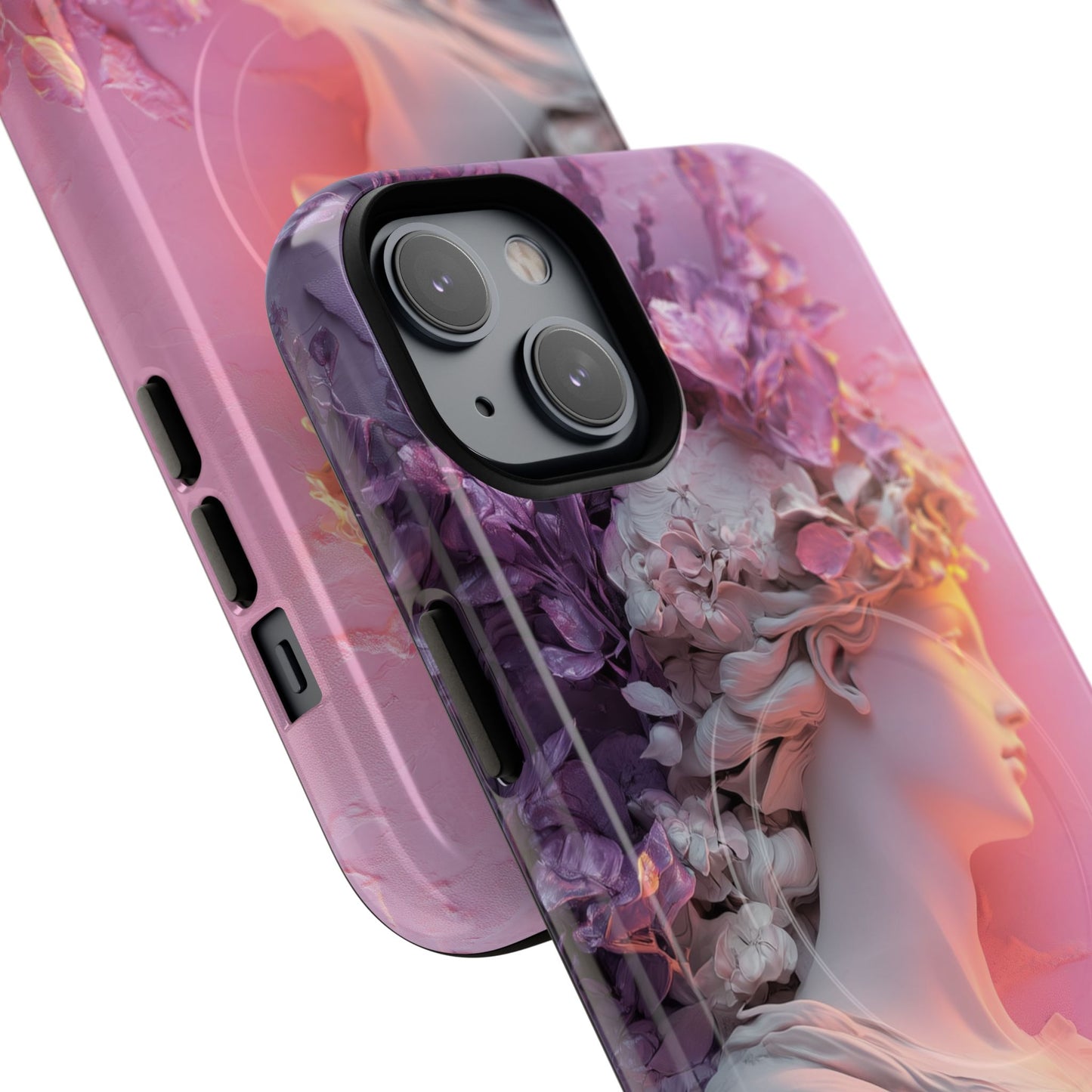 Elegant Floral Tough Magnetic Case for iPhone - Aesthetic Protection