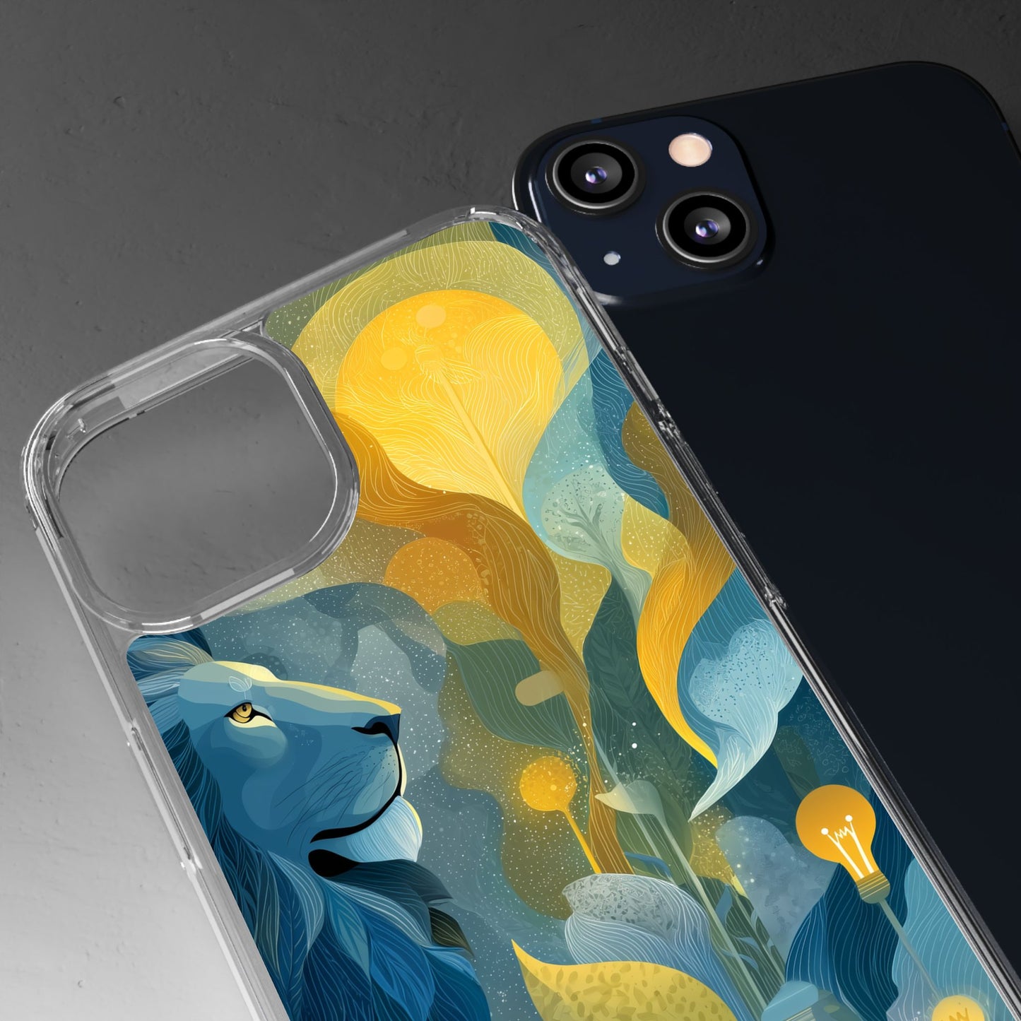 Artistic Lion Design Clear Phone Case | Nature-Inspired Protection for Animal Lovers
