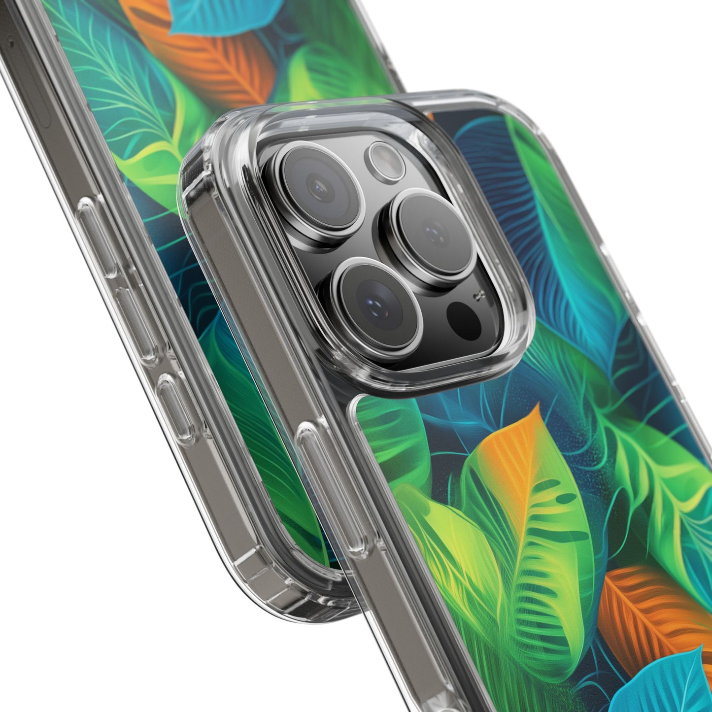Tropical Leaf Clear iPhone Case – Vibrant Botanical Design for Nature Lovers