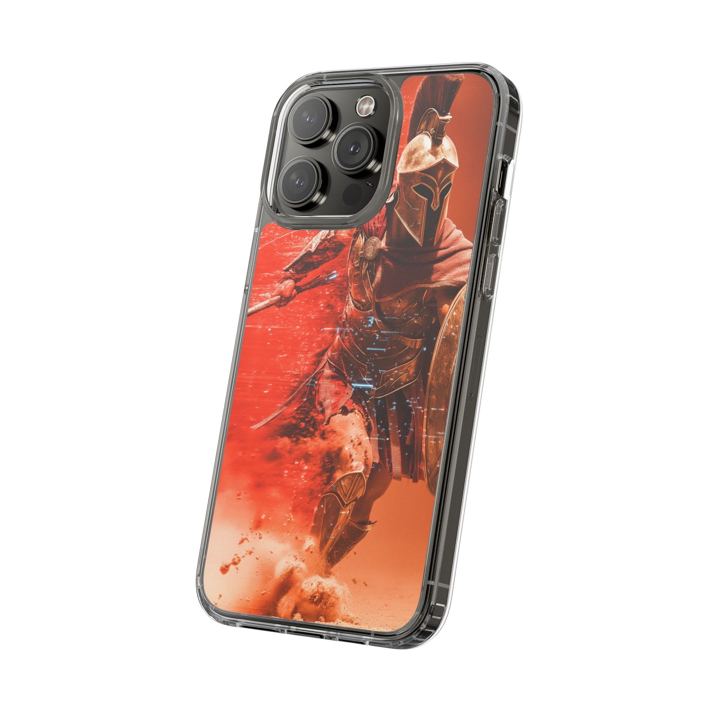 Spartan "Big Duster" Warrior Clear Phone Case - Unique Design for Protection & Style