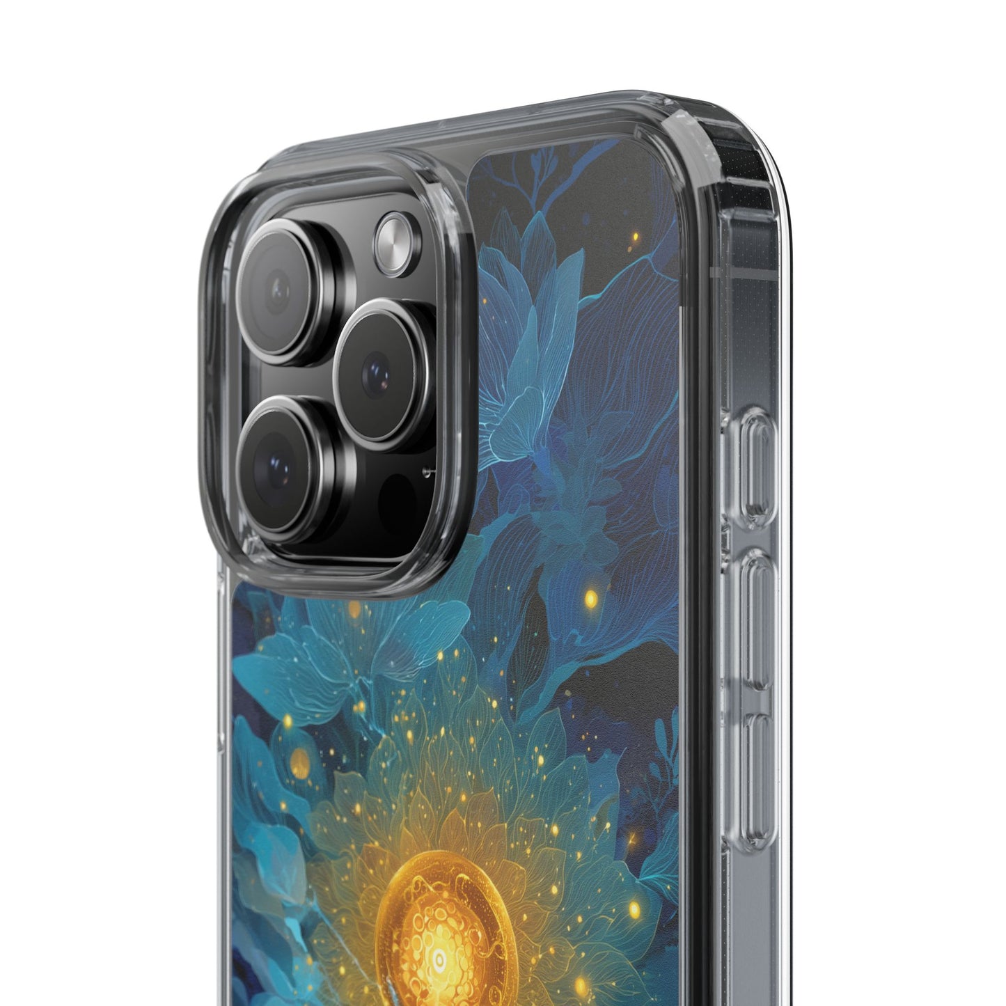 Celestial Nocturnal Bloom Clear Phone Case - Protective, Artistic Design for Nature Lovers