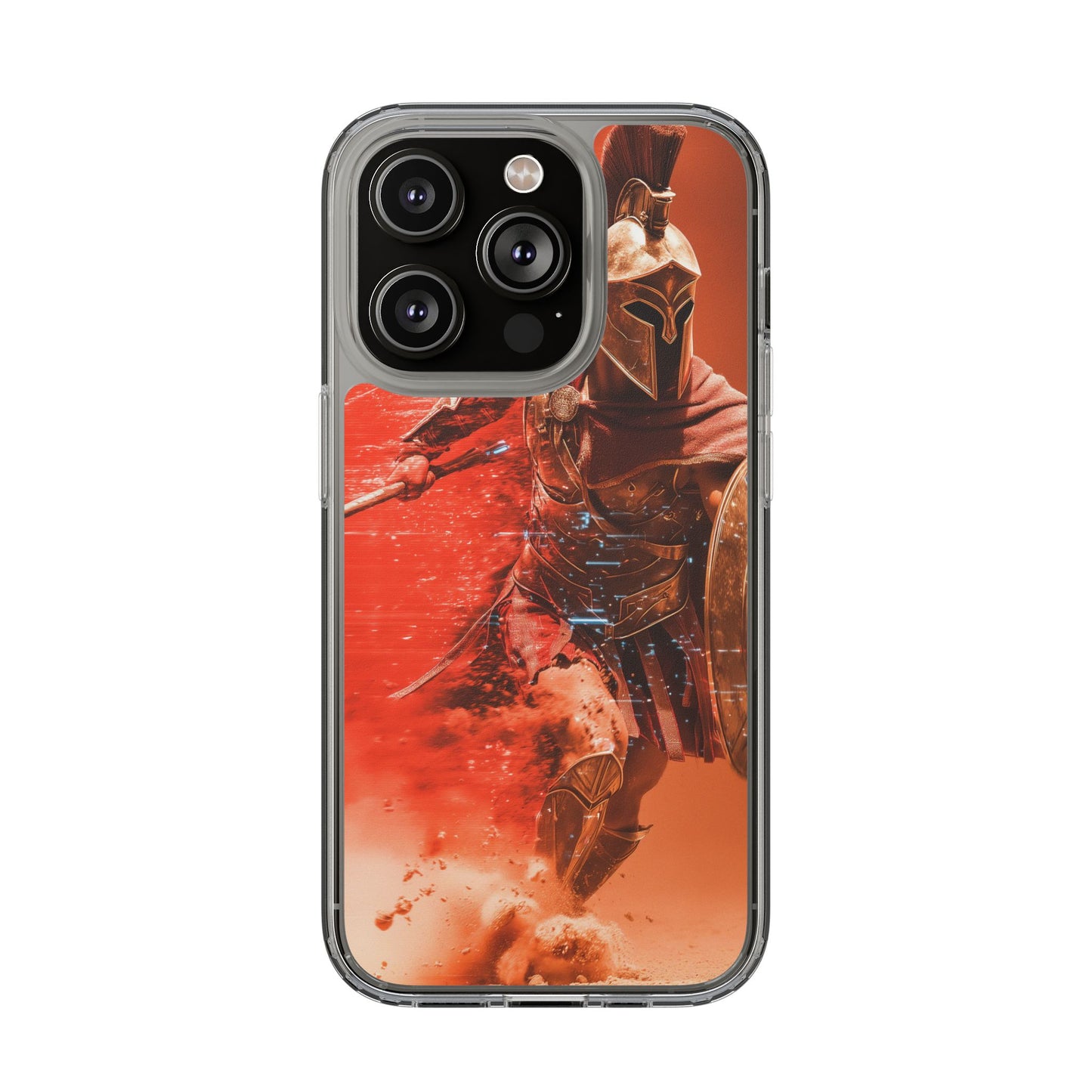Spartan "Big Duster" Warrior Clear Phone Case - Unique Design for Protection & Style
