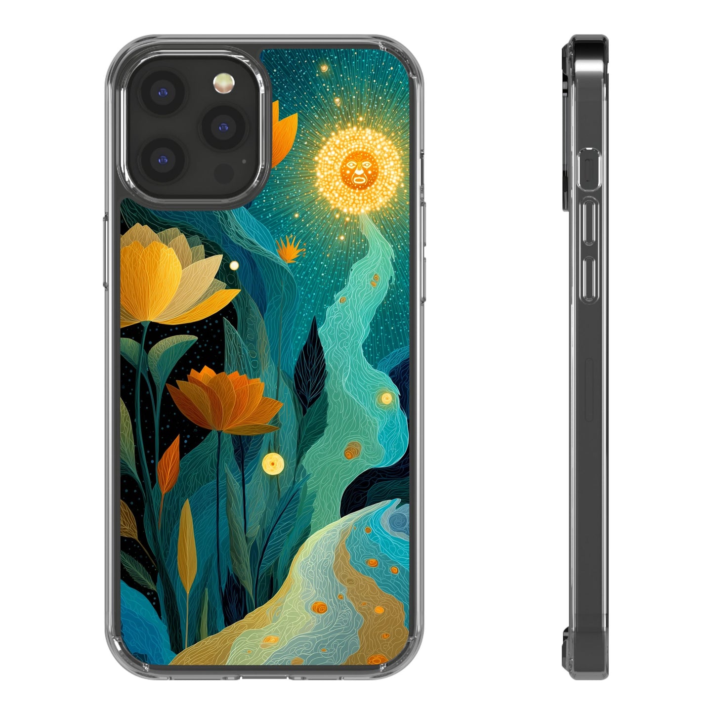 Deep Radiant Nature - Clear iPhone Case with Floral Design