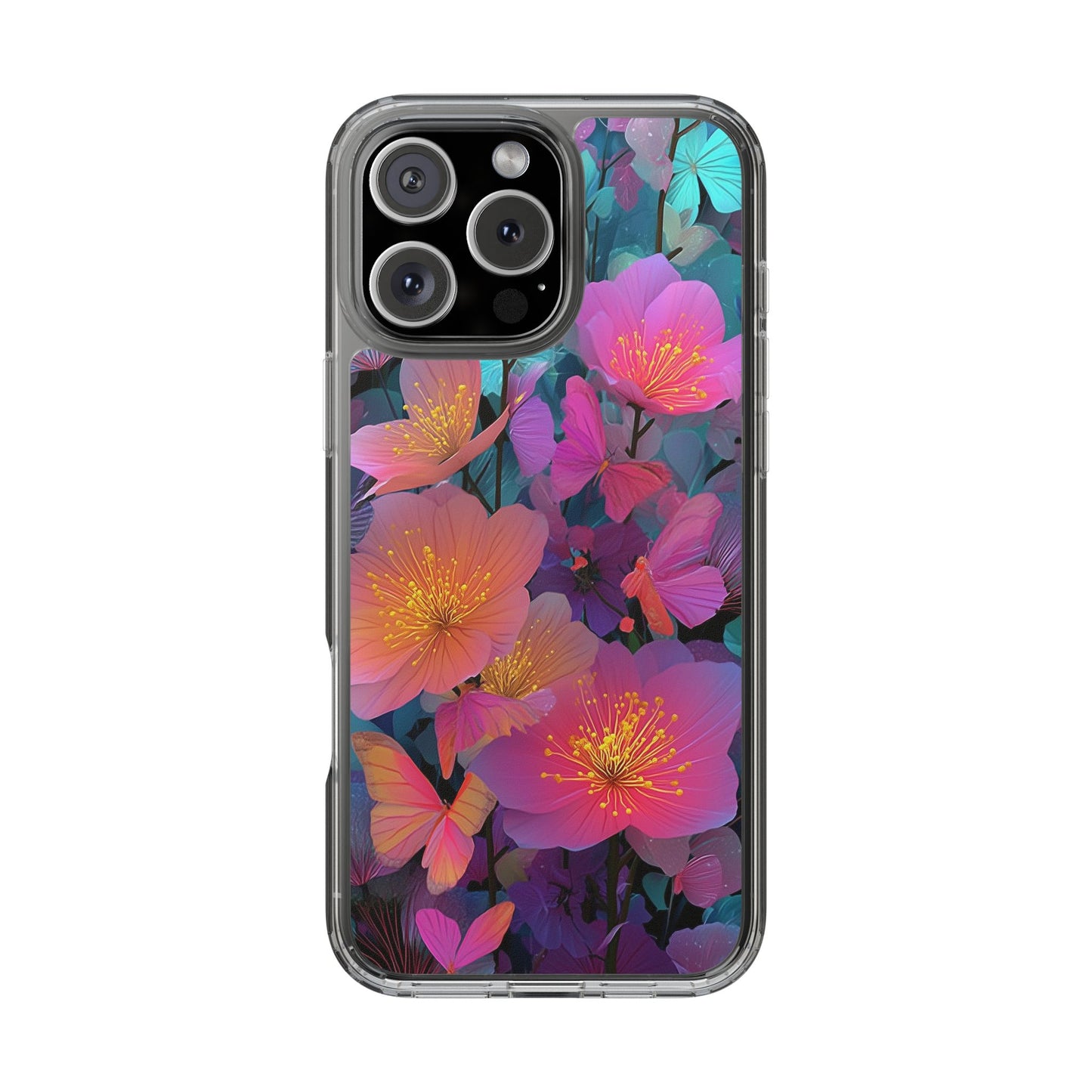 Vibrant Floral Clear iPhone Case