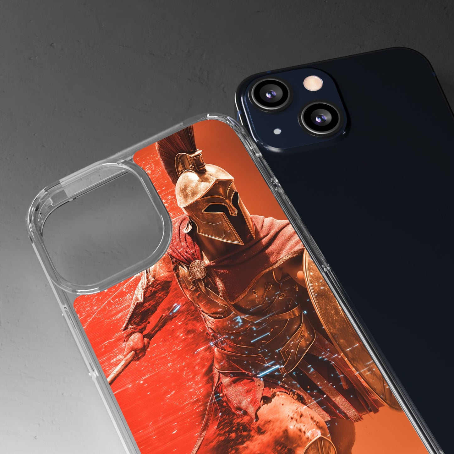 Spartan "Big Duster" Warrior Clear Phone Case - Unique Design for Protection & Style