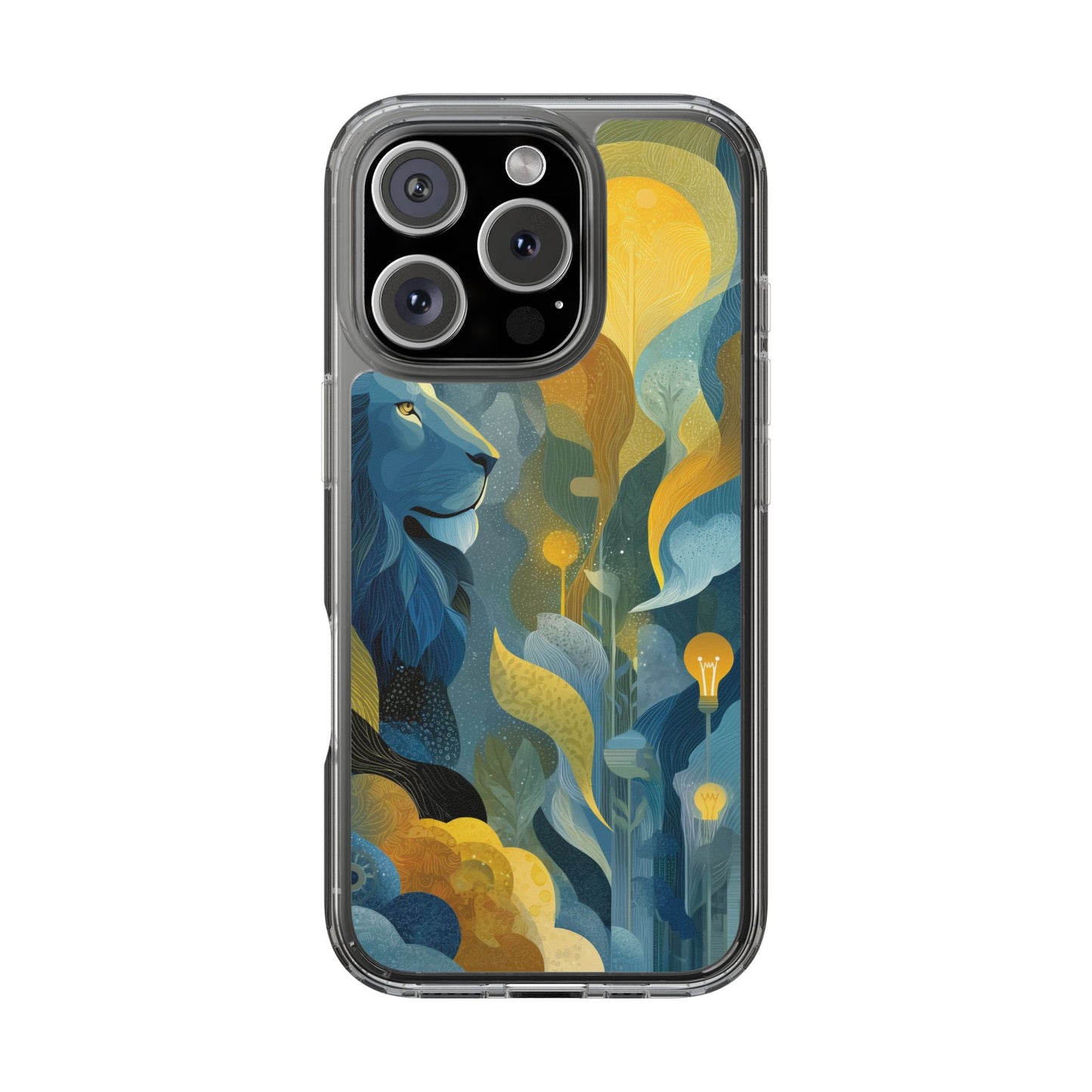 Artistic Lion Design Clear Phone Case | Nature-Inspired Protection for Animal Lovers