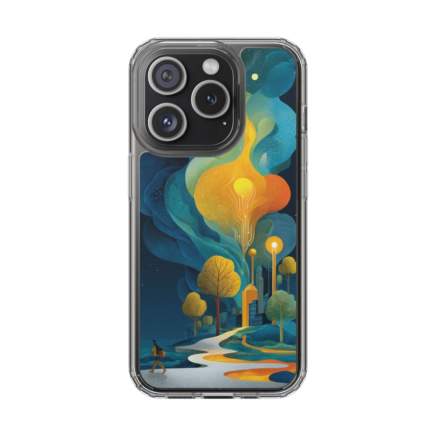 Electric City Forest Phone Case – Glowing Urban Jungle with Vibrant Nature Fusion
