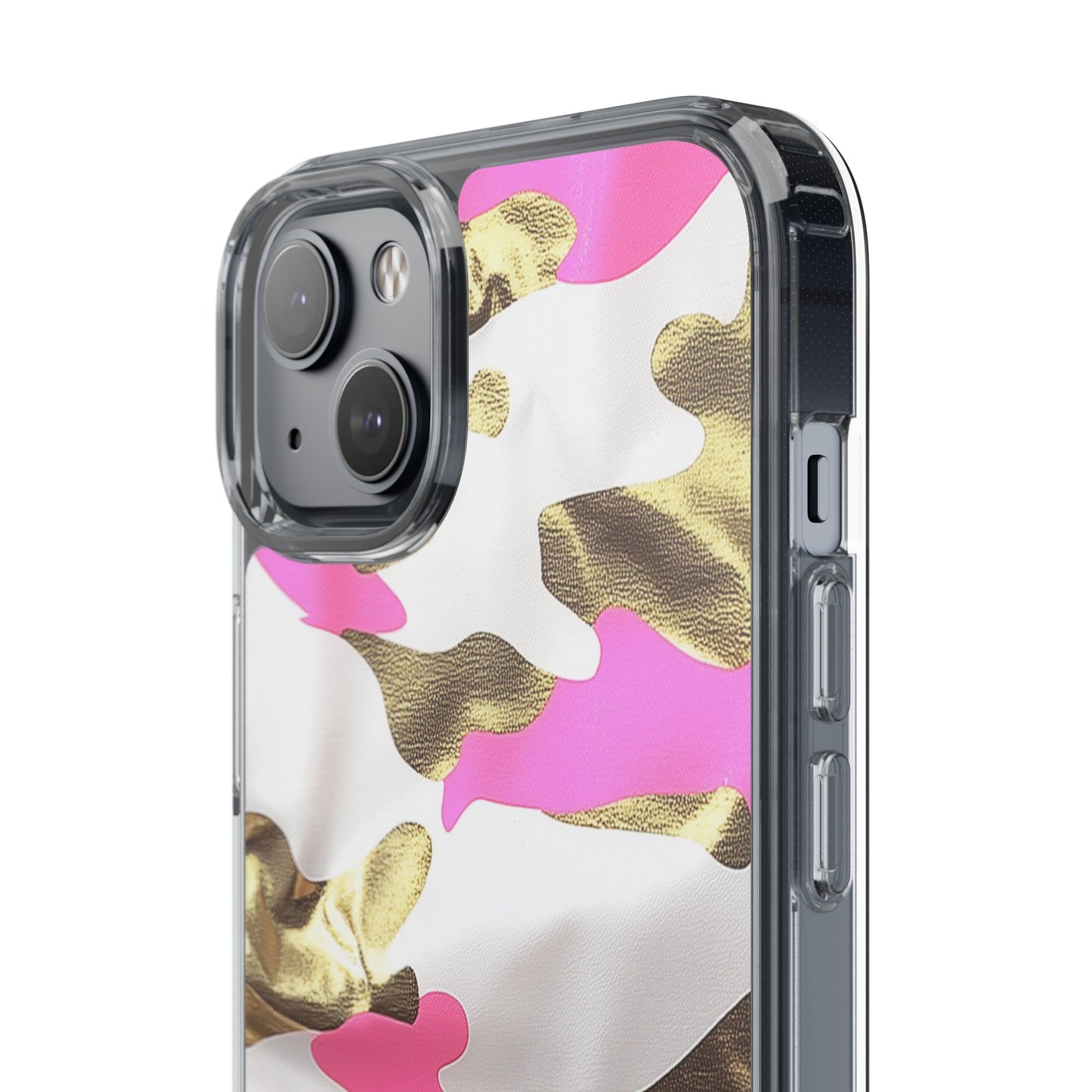 Gold and Pink Camo Phone Case – Stylish Clear Protective Design