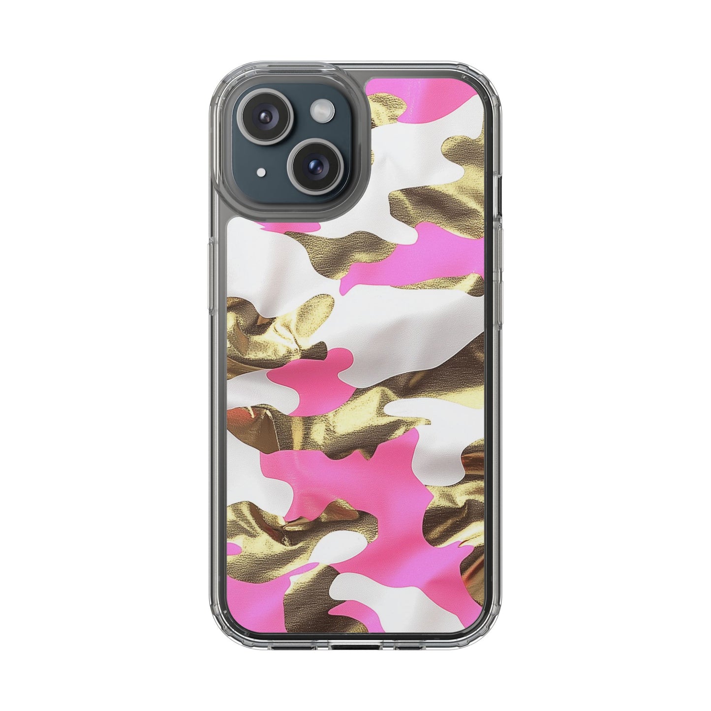 Gold and Pink Camo Phone Case – Stylish Clear Protective Design
