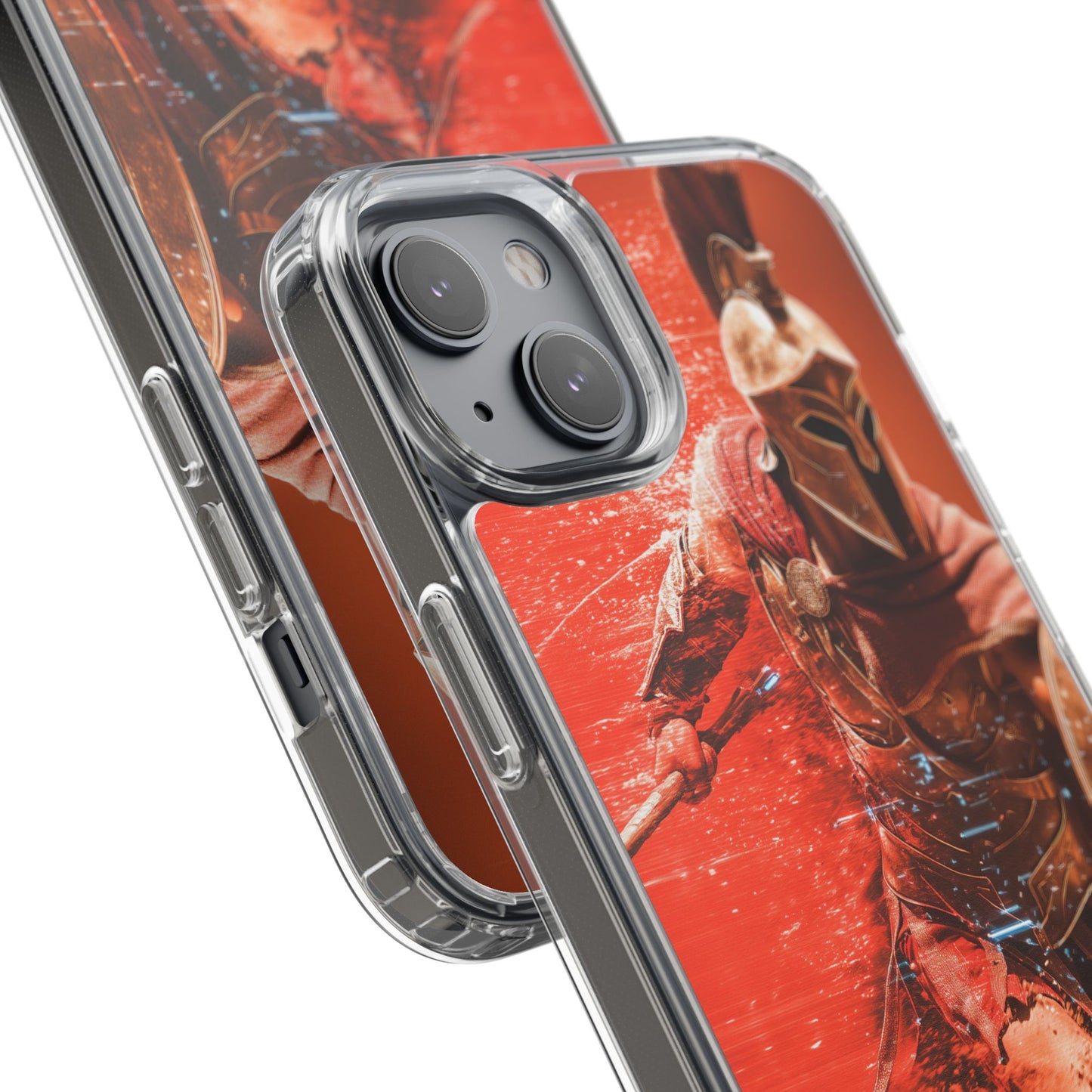 Spartan "Big Duster" Warrior Clear Phone Case - Unique Design for Protection & Style