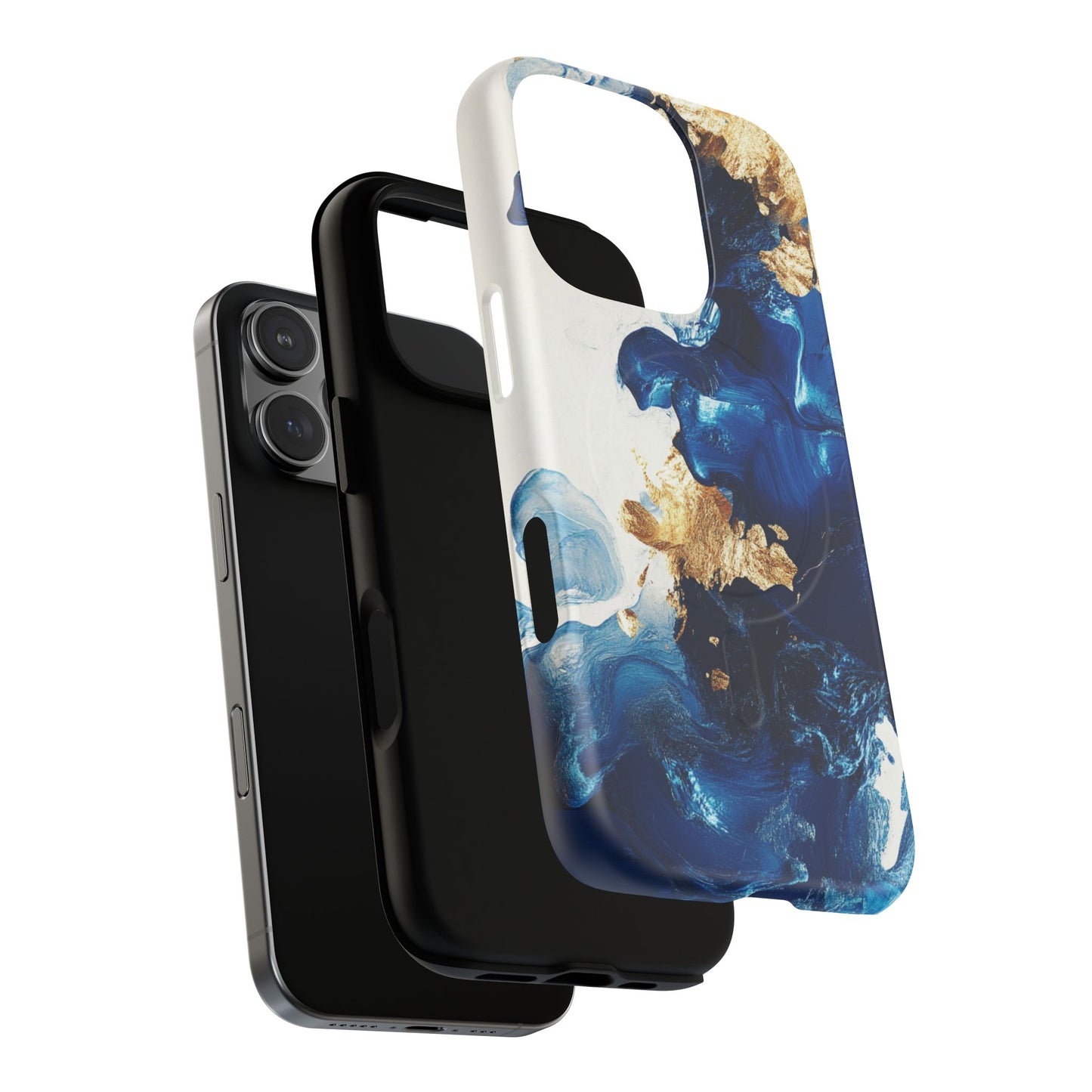 Stylish Tough Magnetic Phone Case – Durable & Chic Golden Blue Design for Smartphone Protection