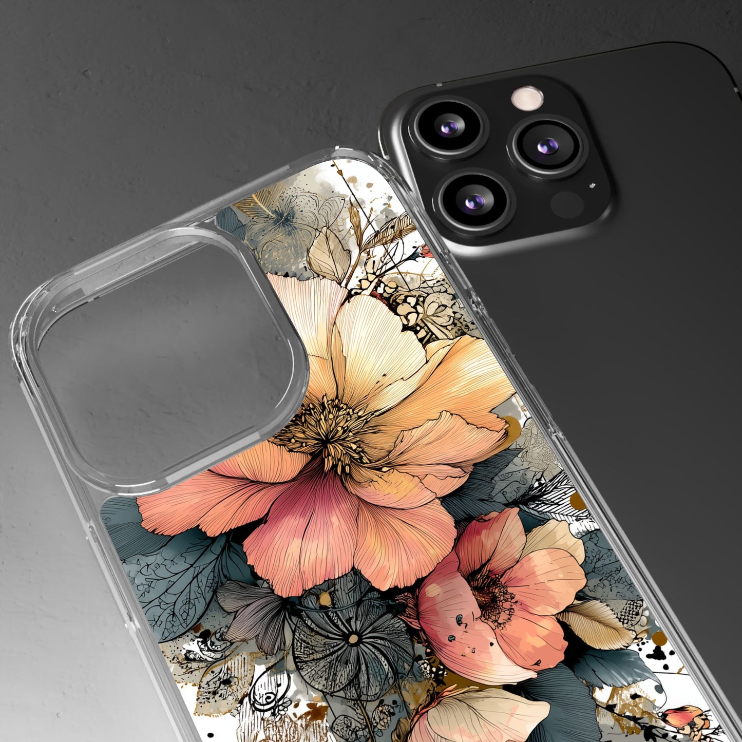 Floral Clear iPhone Case - Elegant Floral Boho Design