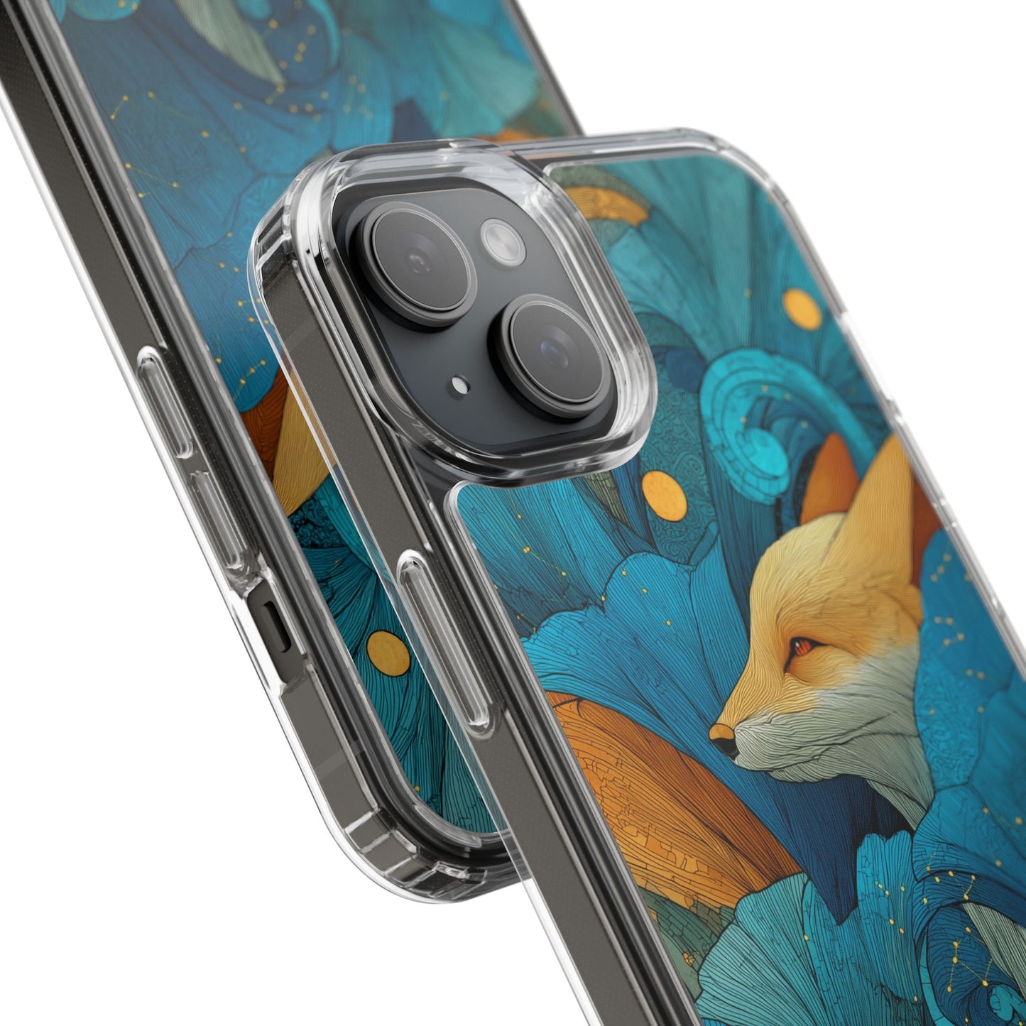 Vibrant Fox Clear Phone Case - Boho Floral iPhone Cover Nature Inspired Gift