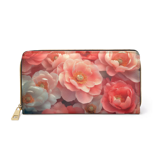 Floral Elegance Cell Phone Clutch Wallet – Hyper Realistic Peony Design