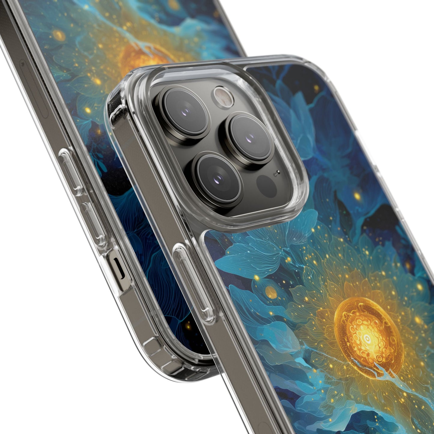 Celestial Nocturnal Bloom Clear Phone Case - Protective, Artistic Design for Nature Lovers