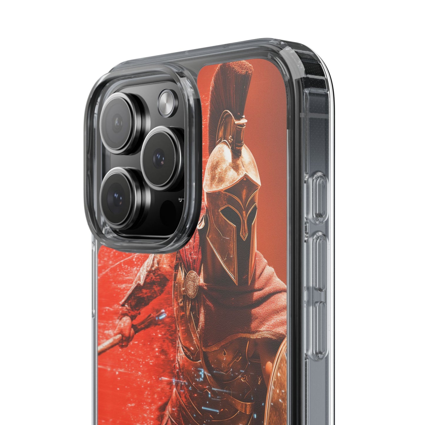 Spartan "Big Duster" Warrior Clear Phone Case - Unique Design for Protection & Style