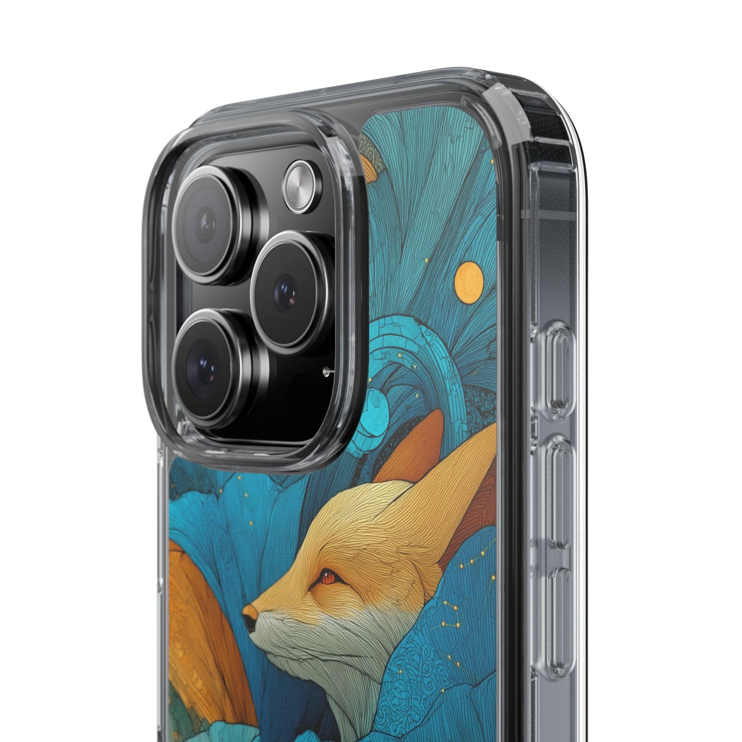 Vibrant Fox Clear Phone Case - Boho Floral iPhone Cover Nature Inspired Gift