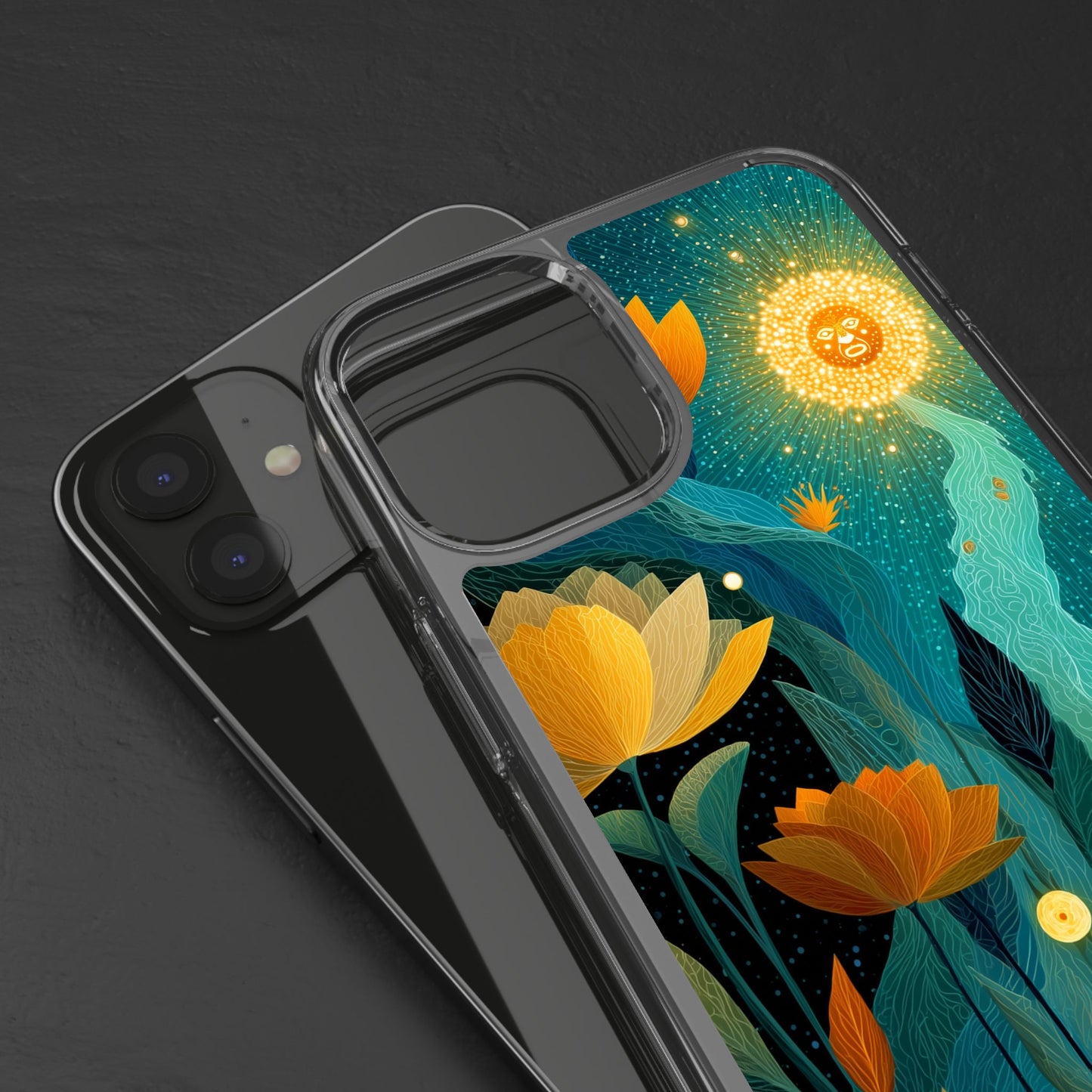 Deep Radiant Nature - Clear iPhone Case with Floral Design